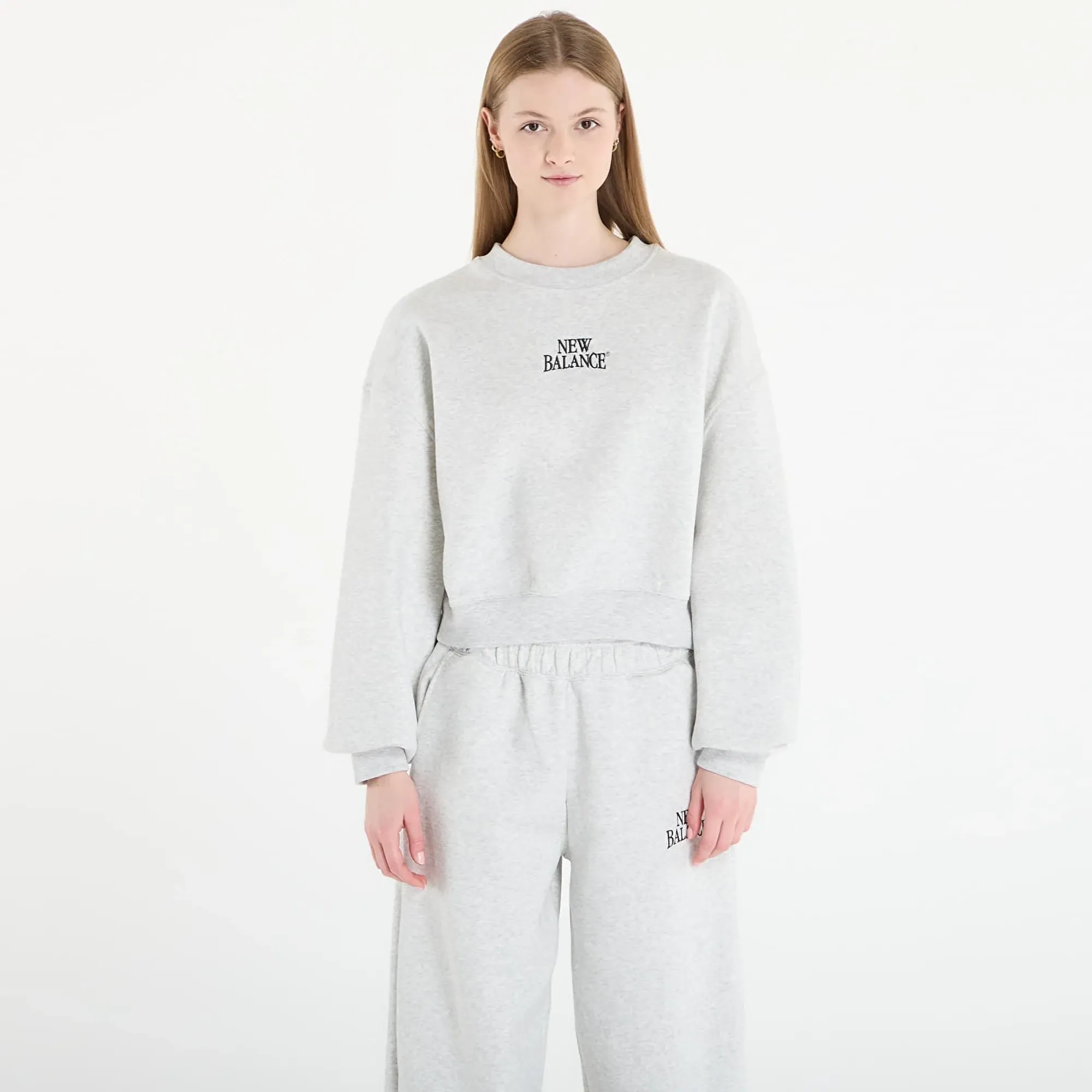 Sweatshirt New Balance Linear Heritage Fleece Crew Ash Heather L