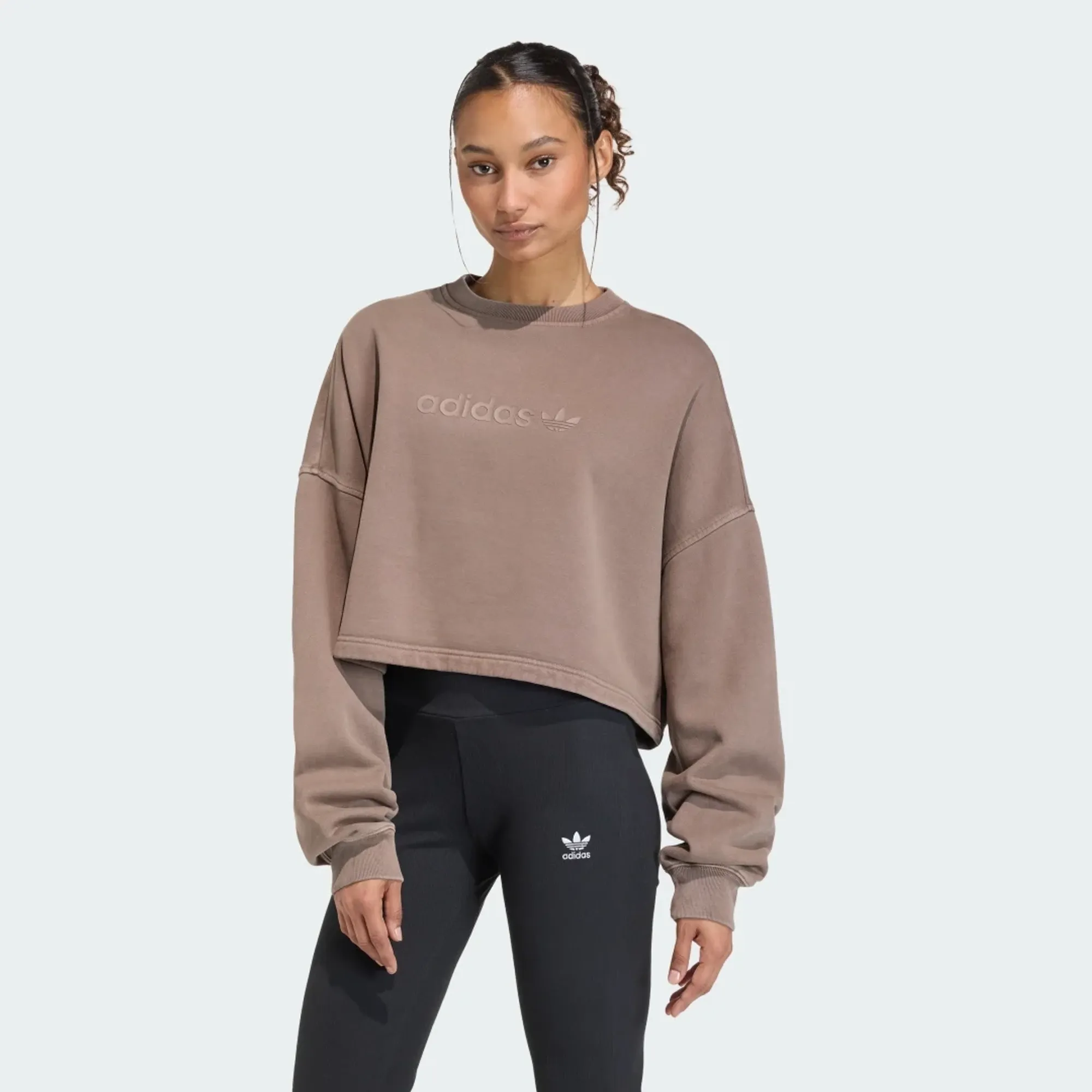 adidas ESSENTIALS LINEAR CROPPED SWEATSHIRT