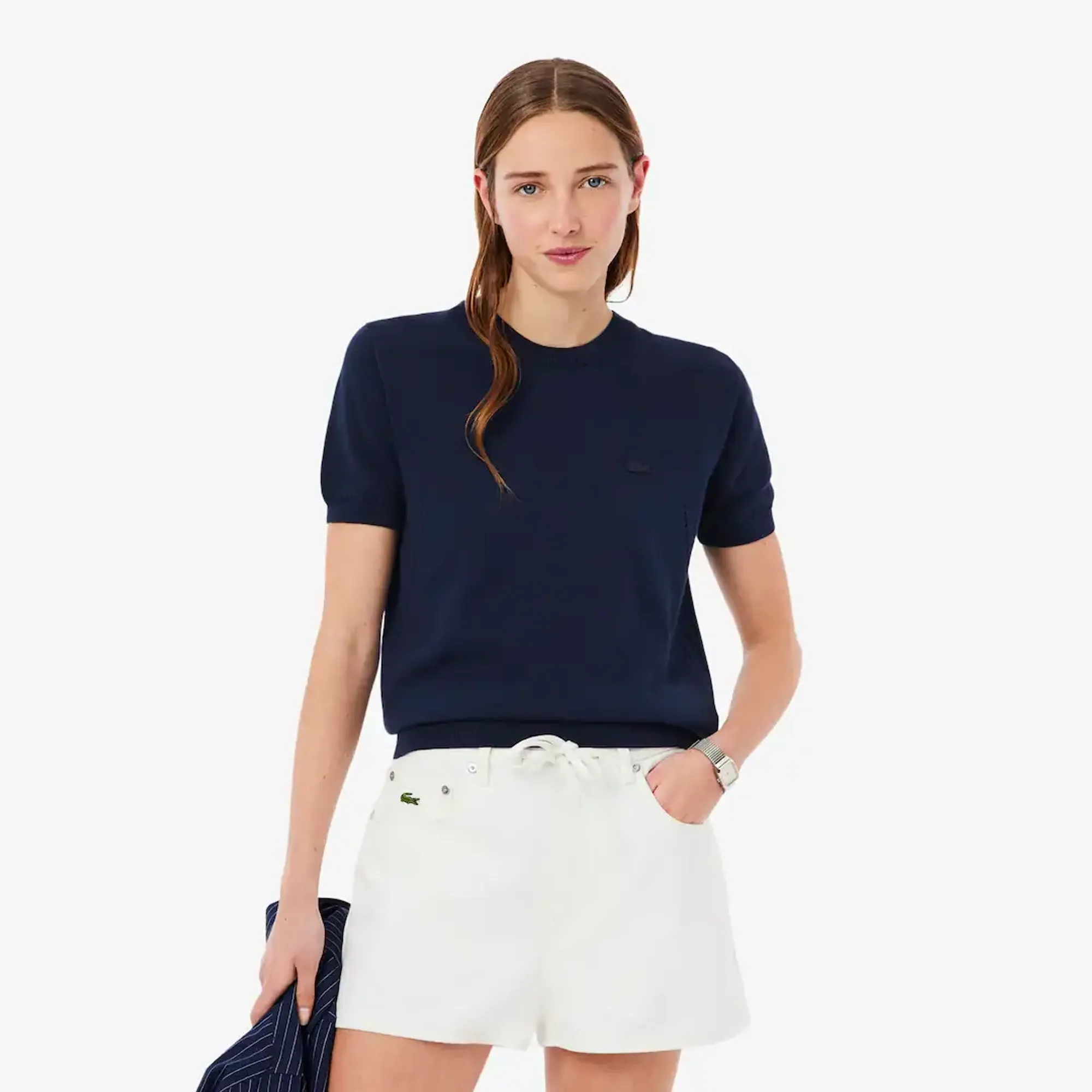 Lacoste Short Sleeved 3D Knit Sweater - Midnight Blue