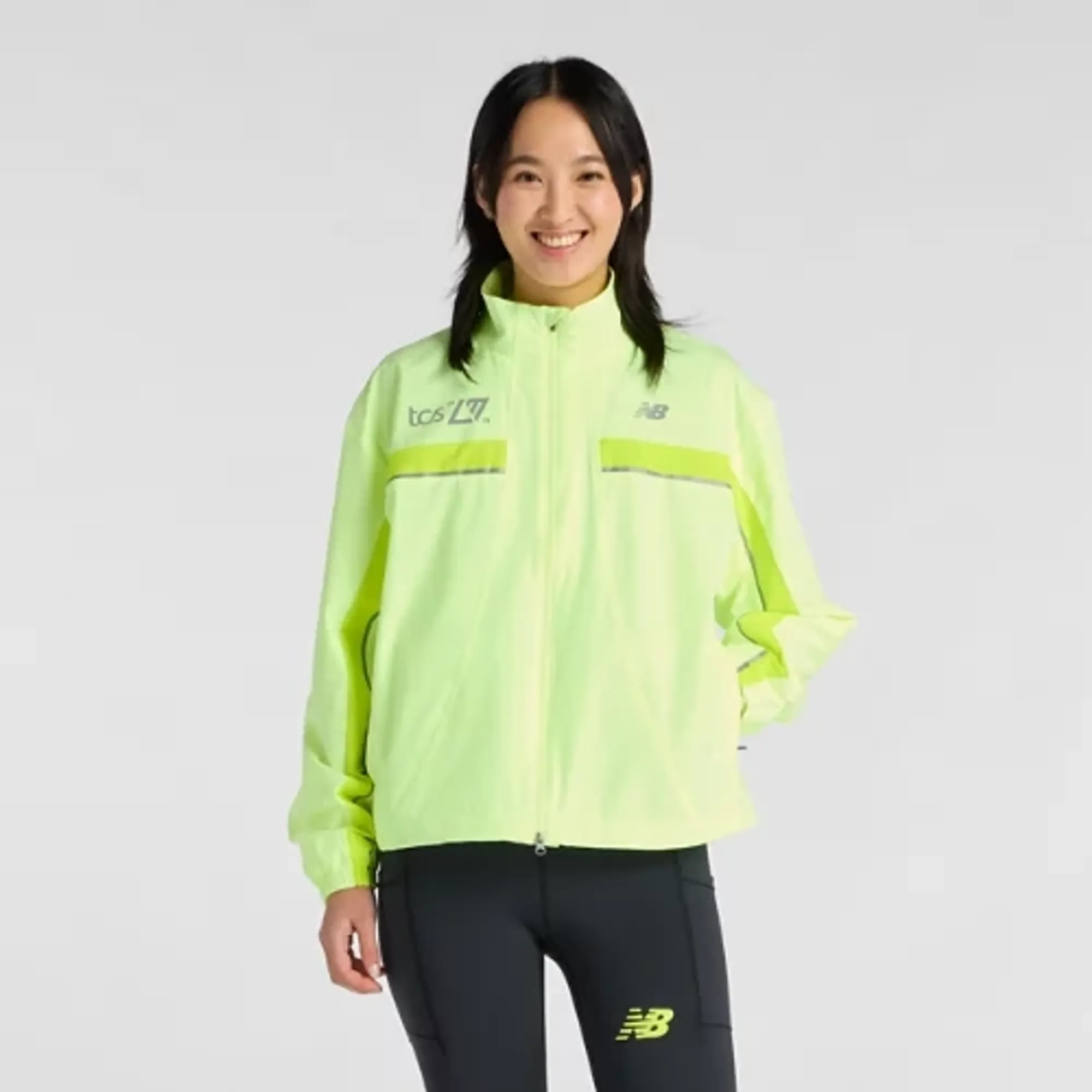 New Balance Women's London Edition Marathon Jacket in Green Polyester