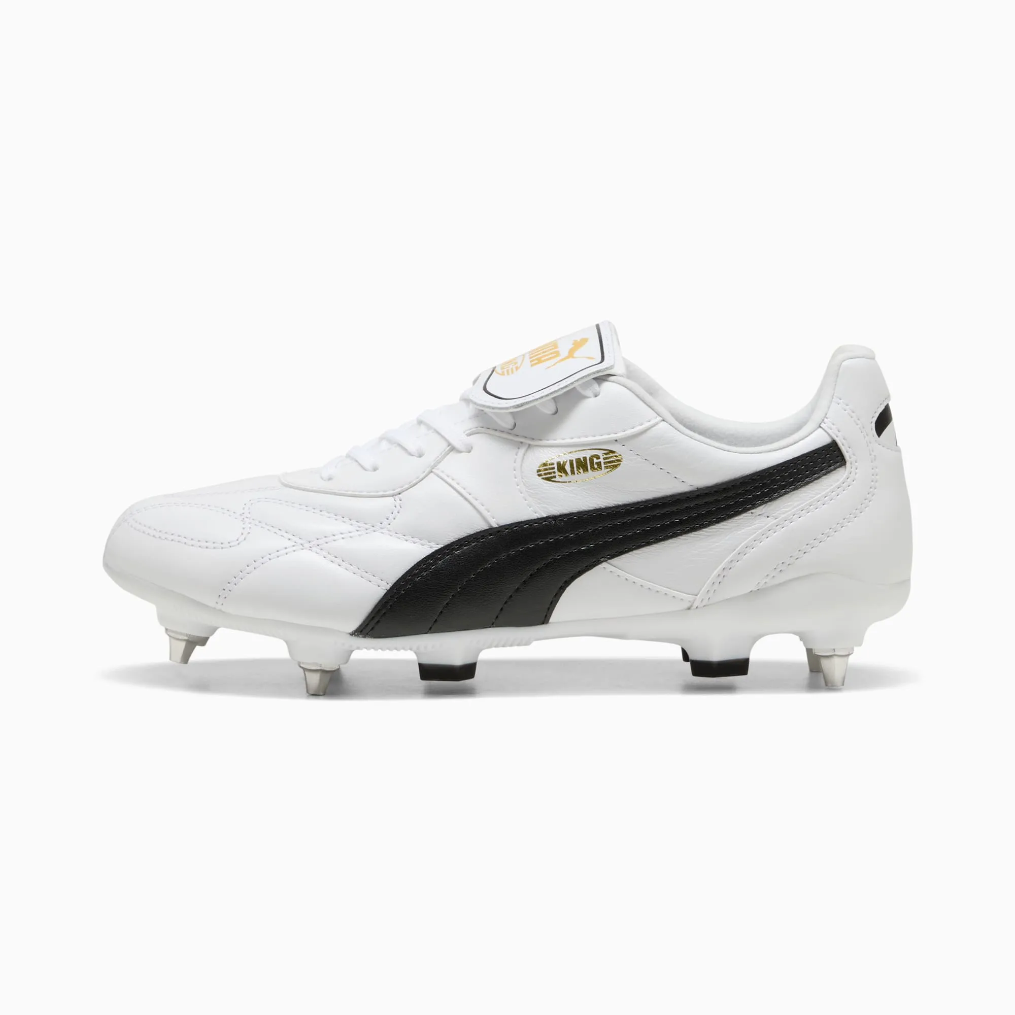 PUMA King Top MxSG Football Boots Unisex, White/Black, size 10