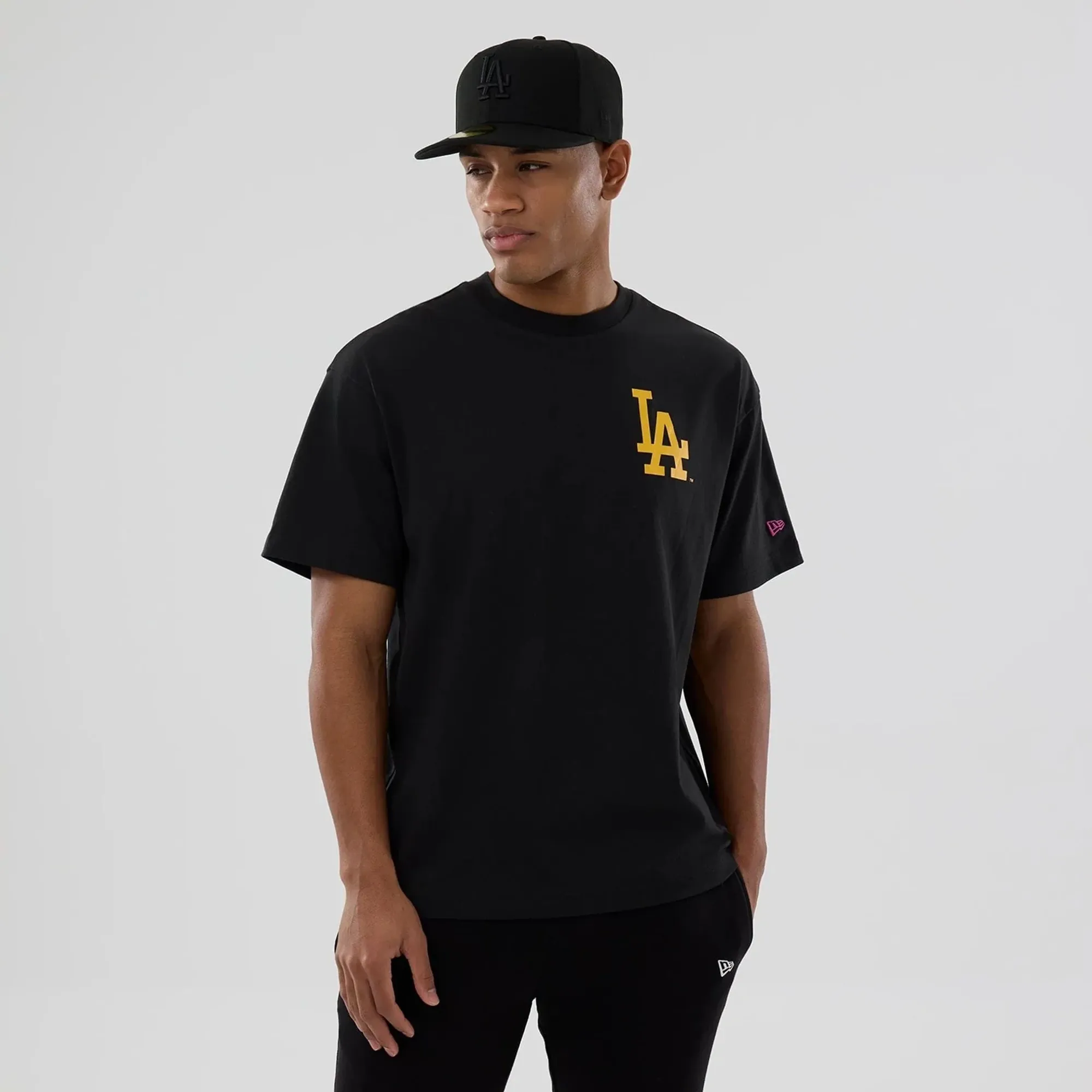 LA Dodgers MLB Neon Light Black T-Shirt New Era Cap adult unisex