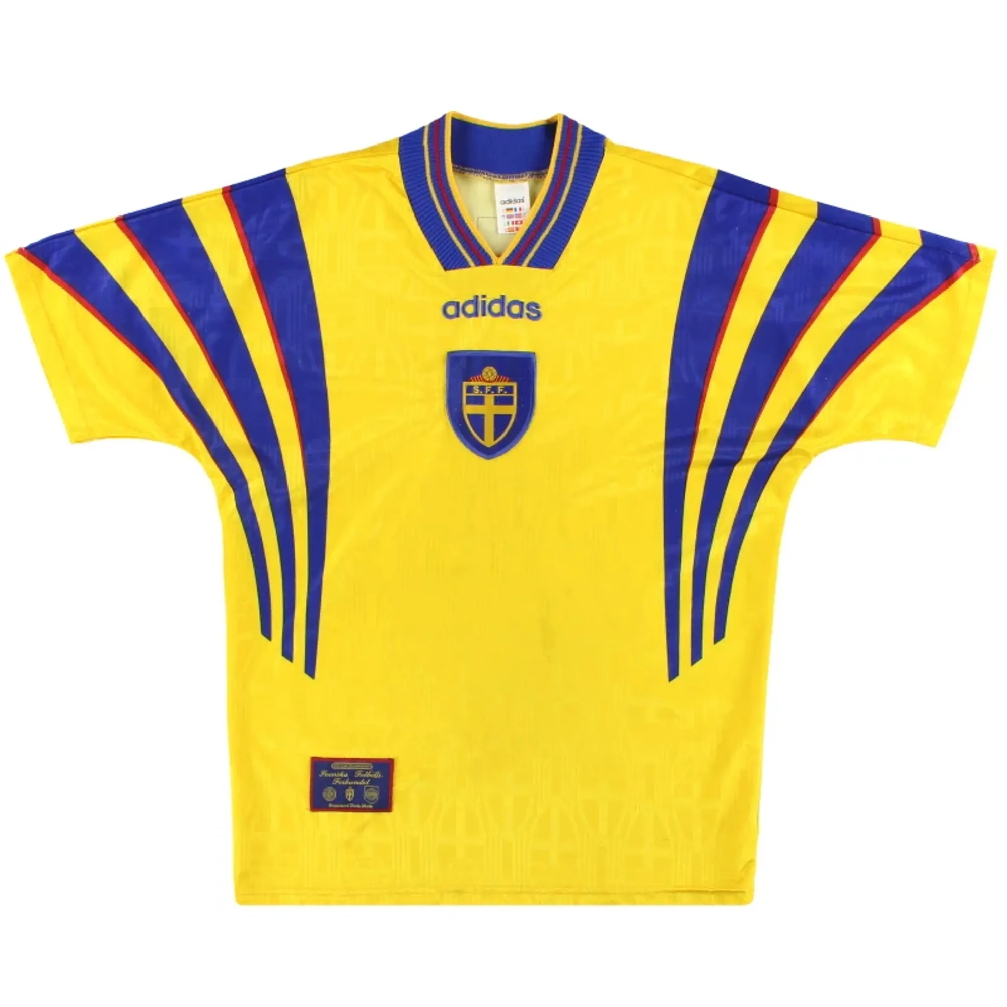 1996-98 Sweden adidas Home Shirt M - Sweden / Excellent 