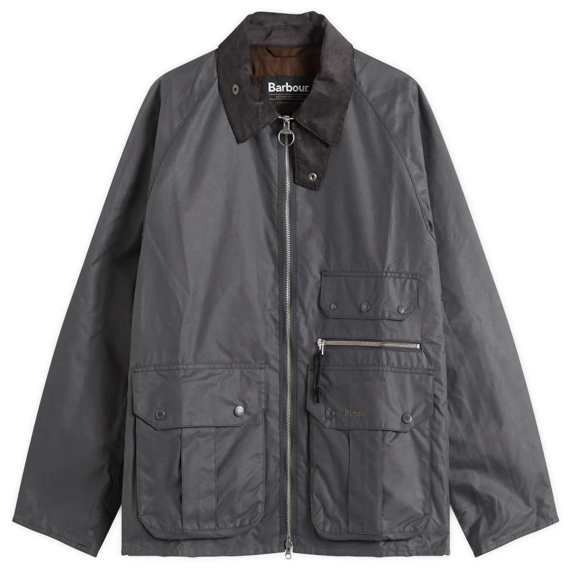 Barbour Men's Re-Engineered Blackett Spey Wax Jacket Asphalt