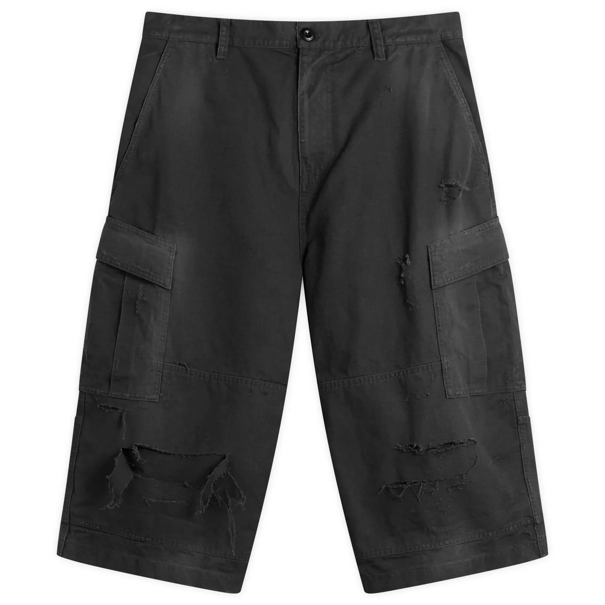 Balenciaga Men's Ripstop Cropped Cargo Pants Black