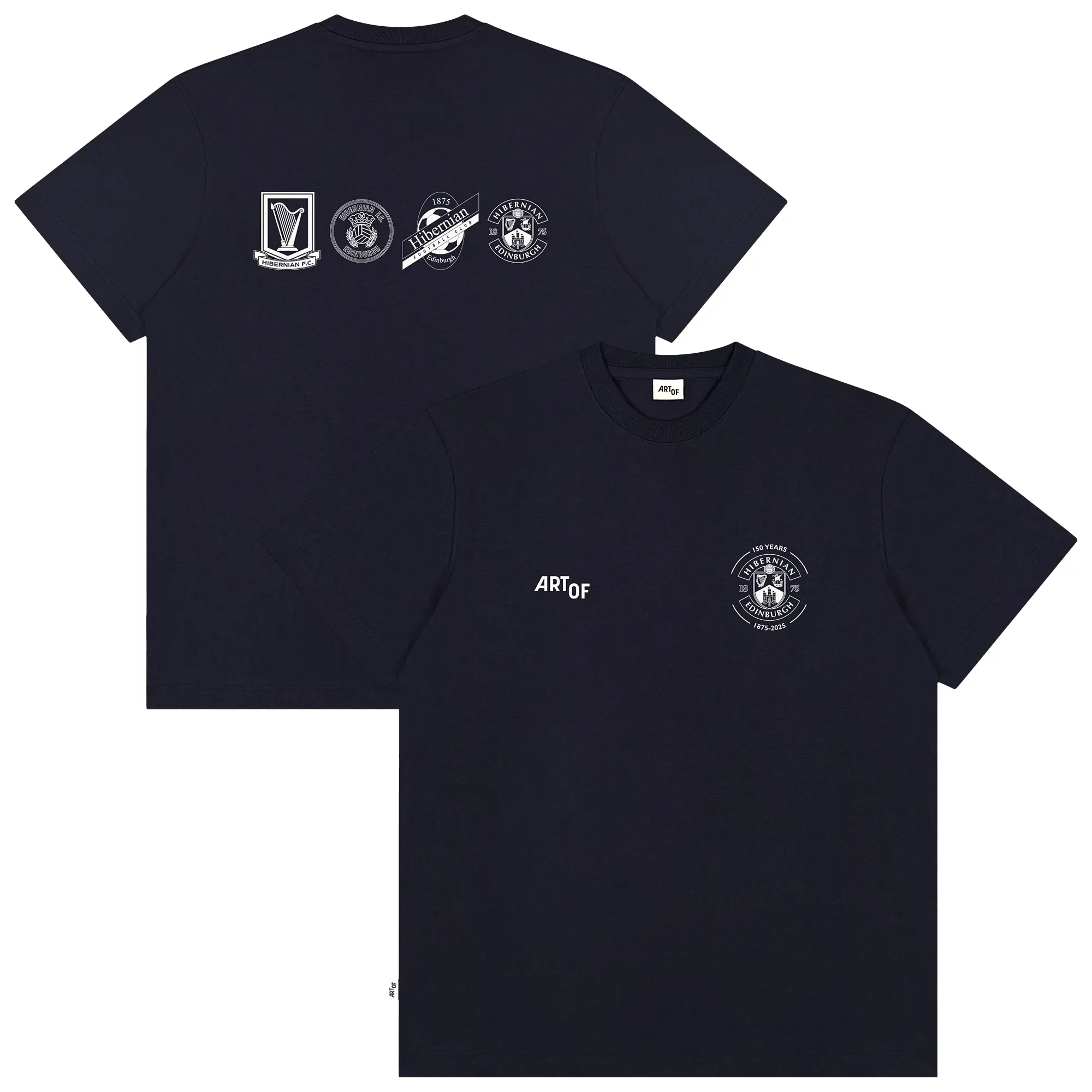 Hibernian x AOF History of Crests T-Shirt - Navy - Unisex