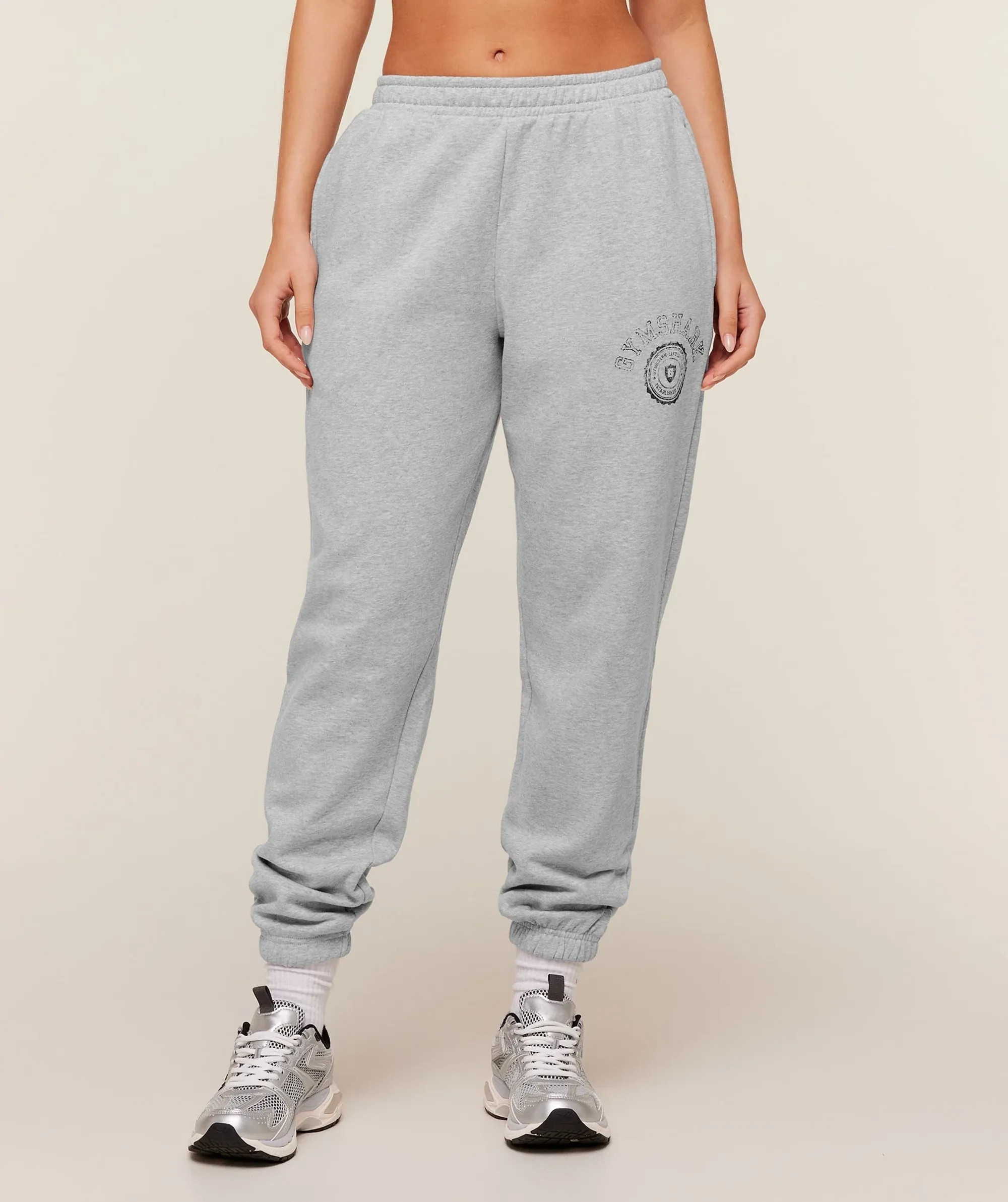 Gymshark Worn Crest Graphic Jogger - Light Grey Core Marl