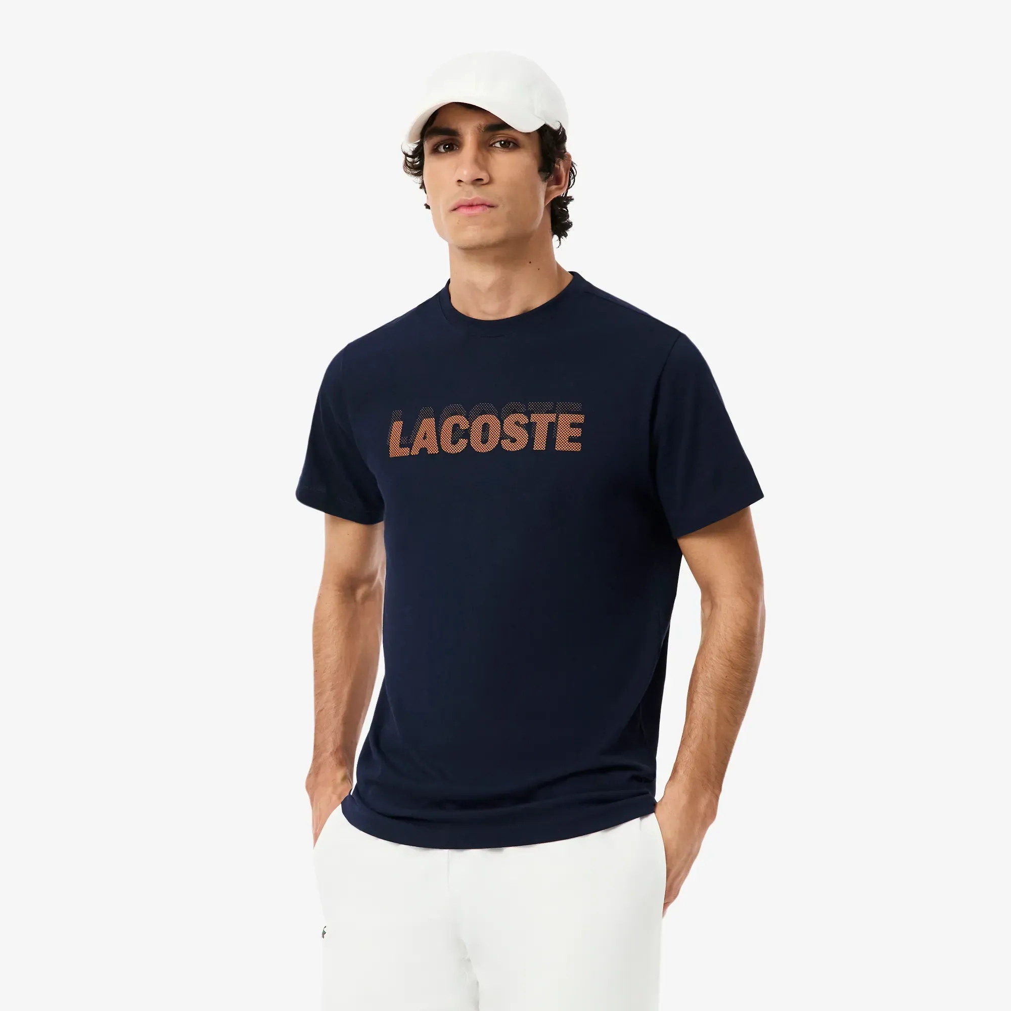 Lacoste Ultra Dry Graphic Print Sport T-shirt - Bleu Marine / Orange