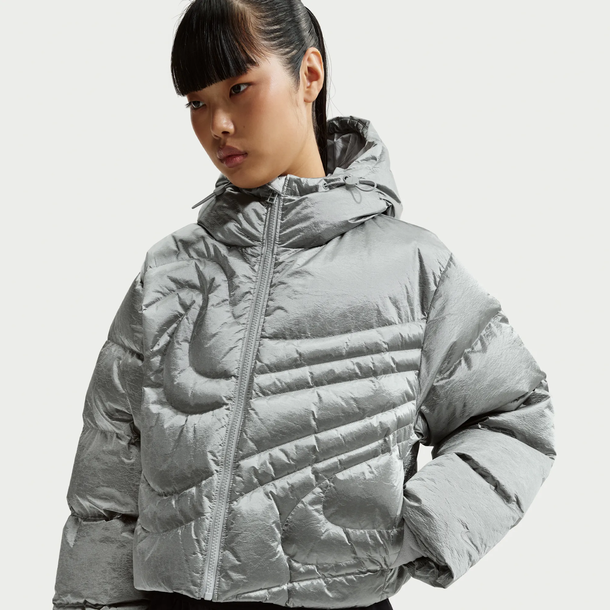 Nike Swoosh Series Therma-FIT Oversized Down Puffer Jacket - Grey