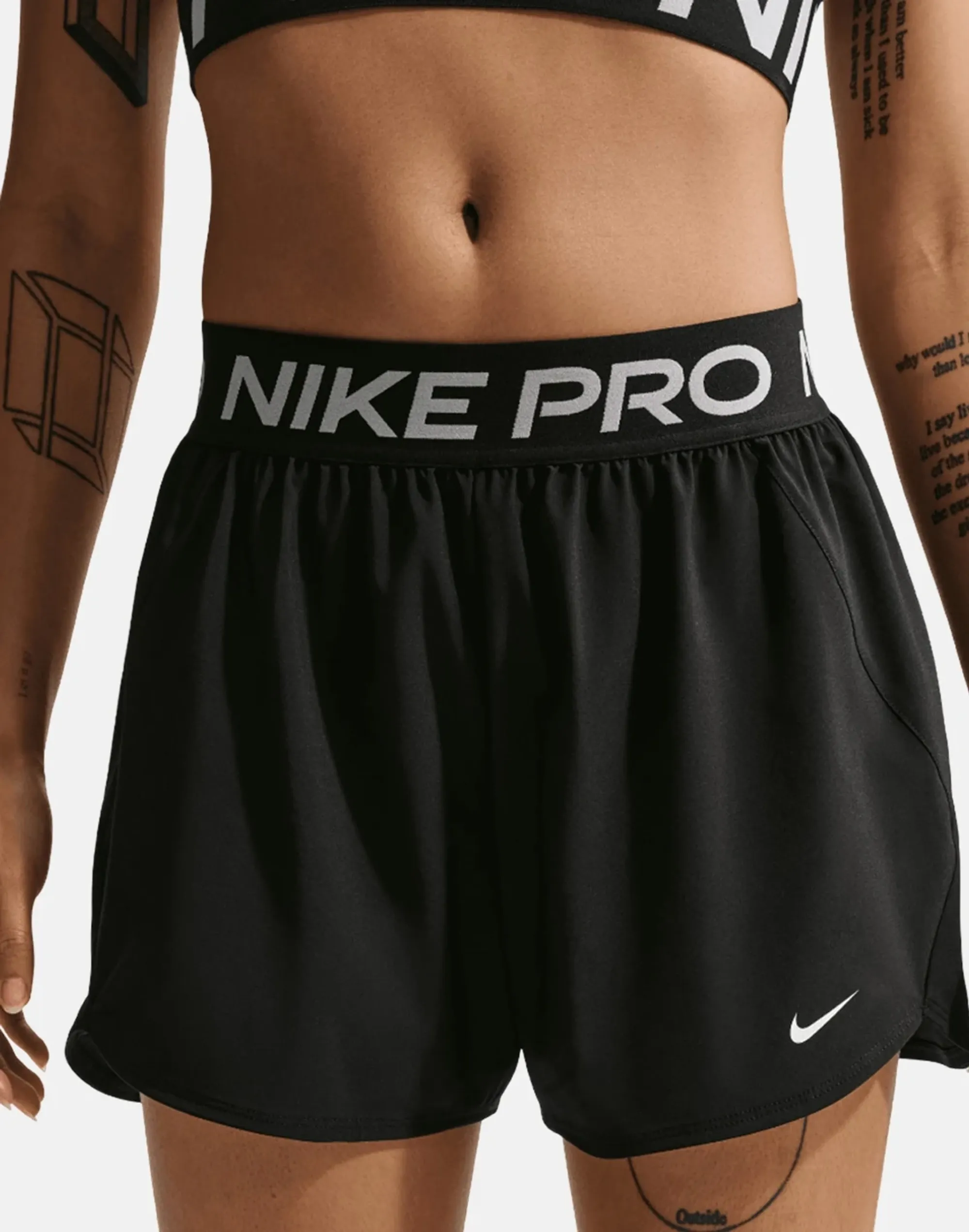 Women's Nike Pro 365 3in Woven Shorts in Black/White 