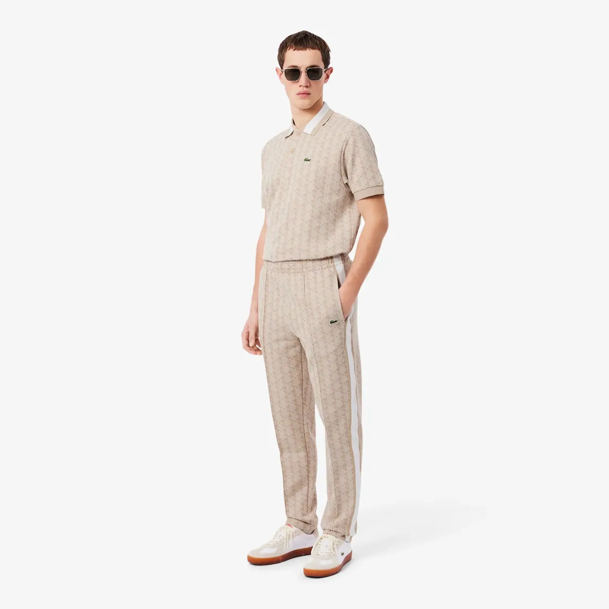 Lacoste Paris Monogram Sweatpants - Beige / Blanc