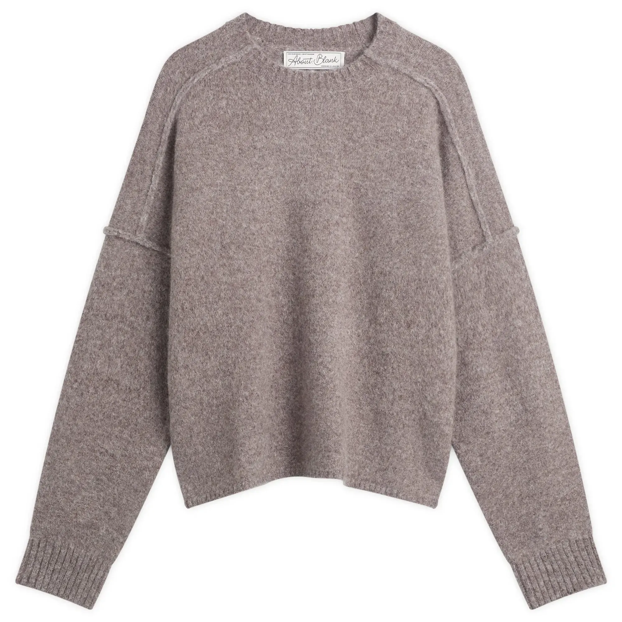 about:blank Men's Exposed Mock Neck Jumper Biscuit