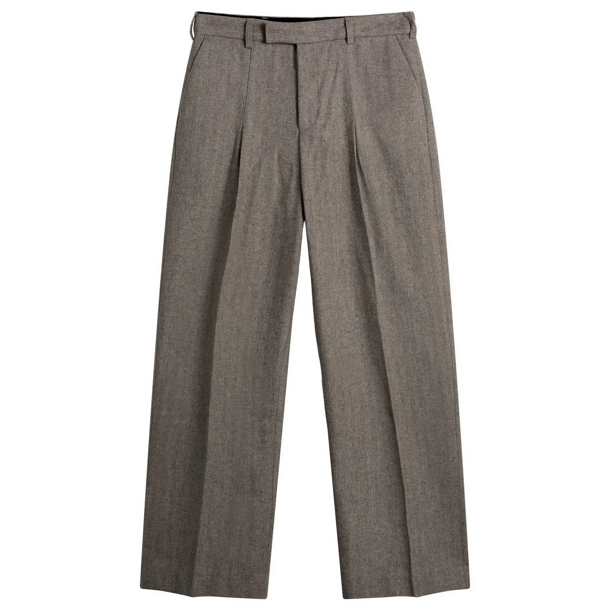 about:blank Men's Herringbone Tailored Wide Leg Trouser Brown