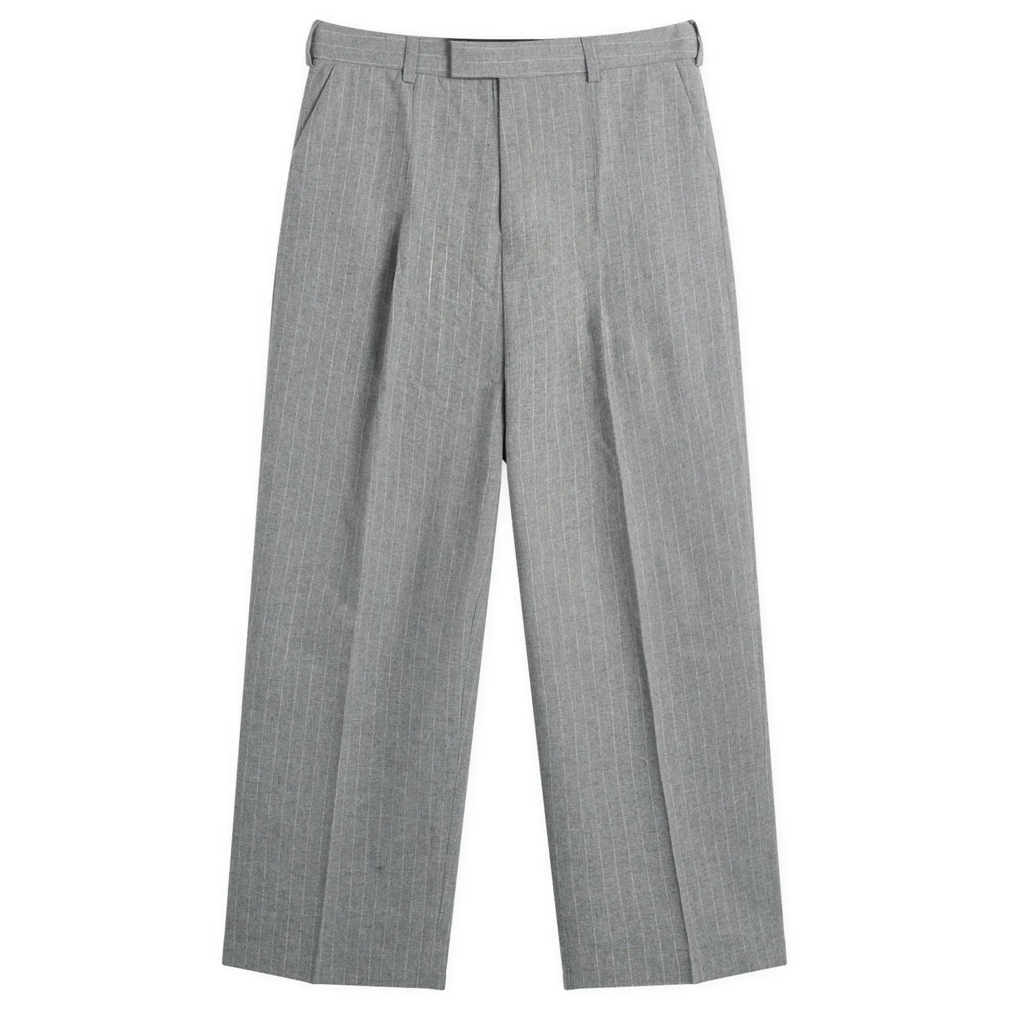 about:blank Men's Wool Pinstripe Wide Leg Trouser Grey/White