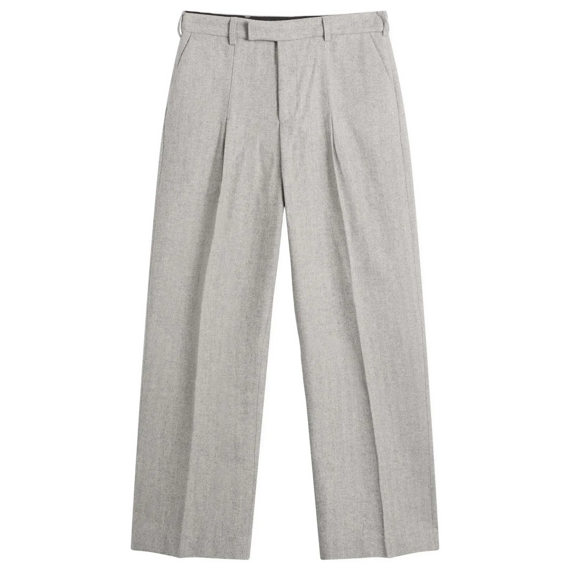 about:blank Men's Herringbone Tailored Wide Leg Trouser Grey