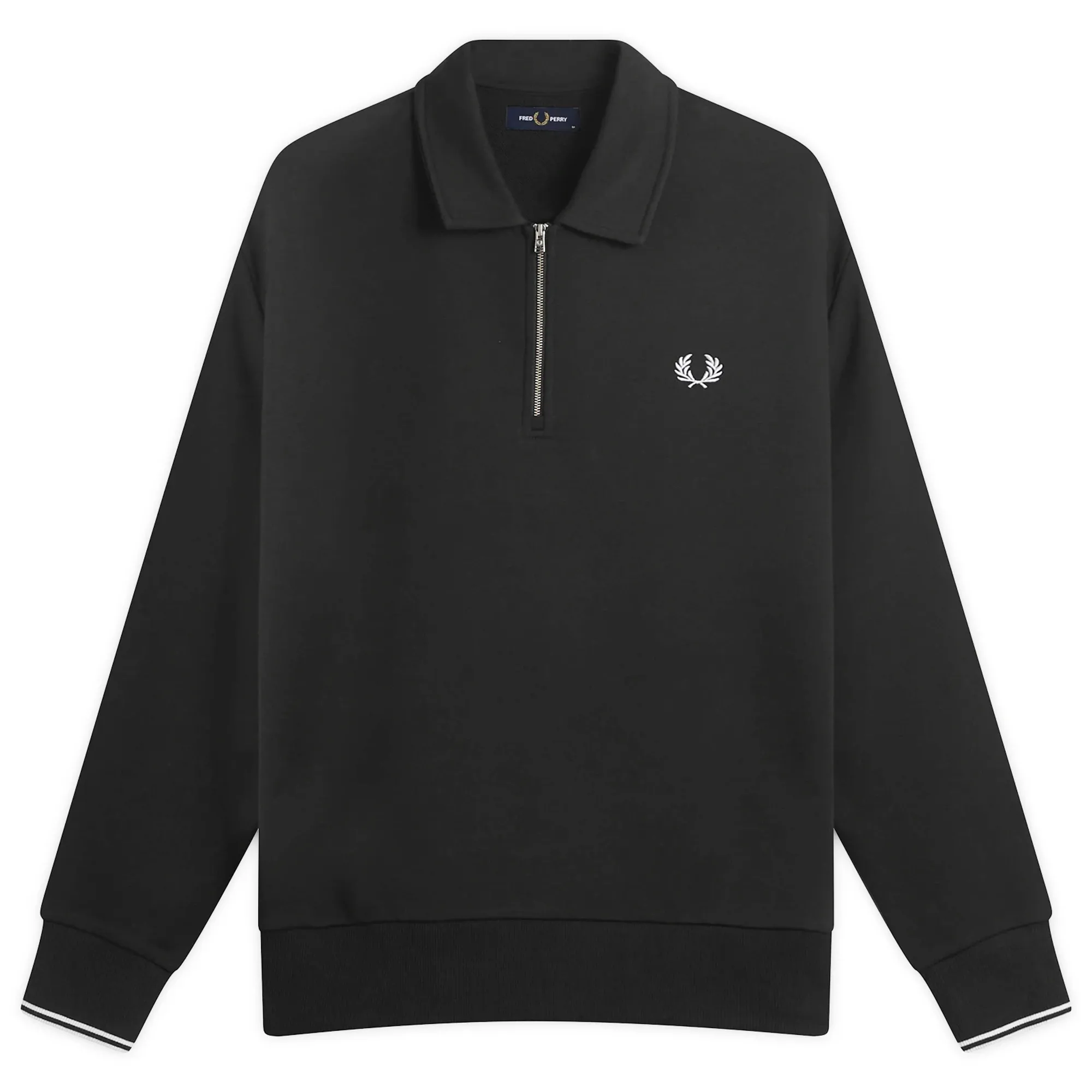 Fred Perry Men's Half Zip Collared Sweatshirt Black