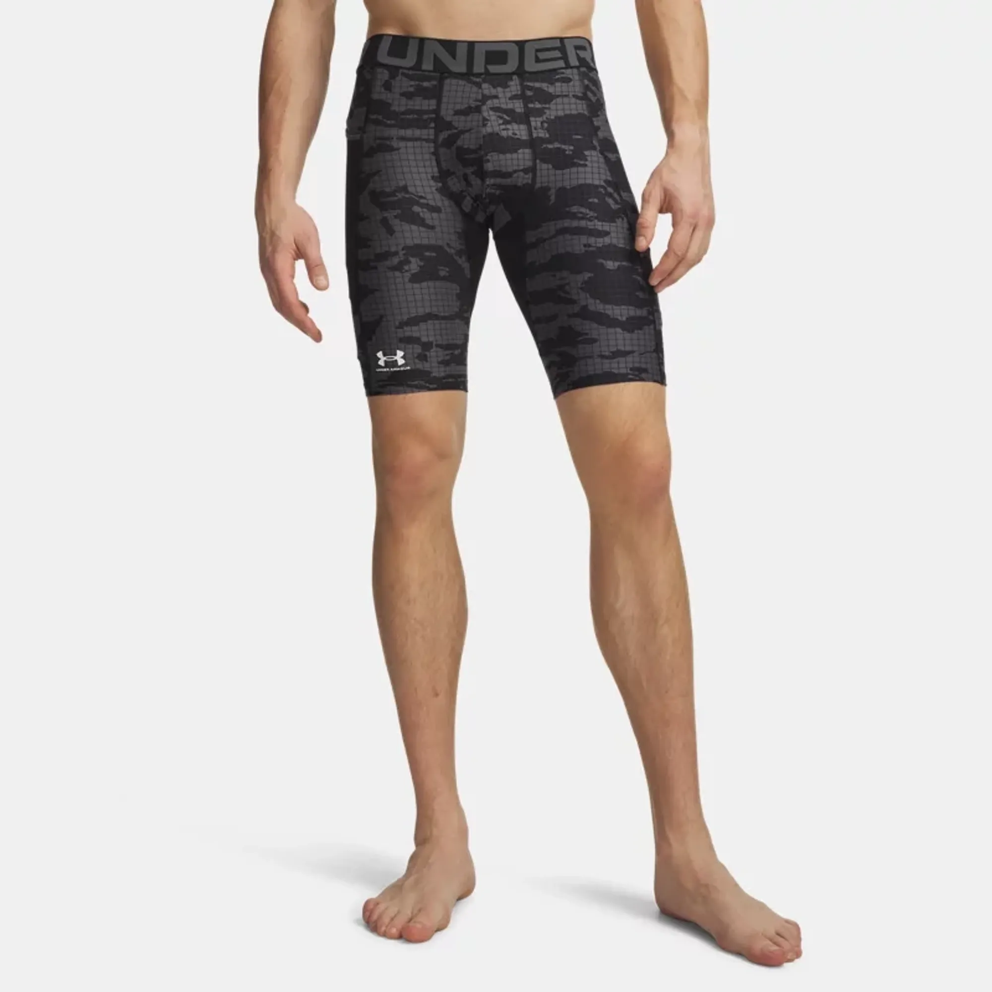 HeatGear® Printed Men's Long Shorts Black / Castlerock / White L