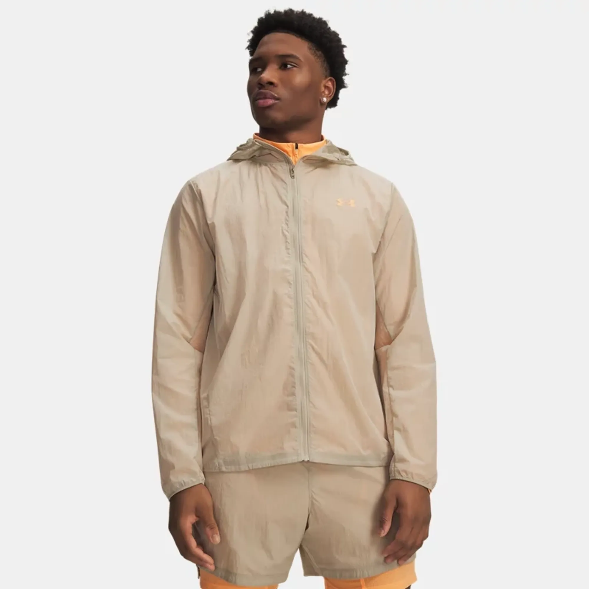 Under Armour  Explor Trail Run Wind Men's Shell Jacket City Khaki / Orange Bloc L