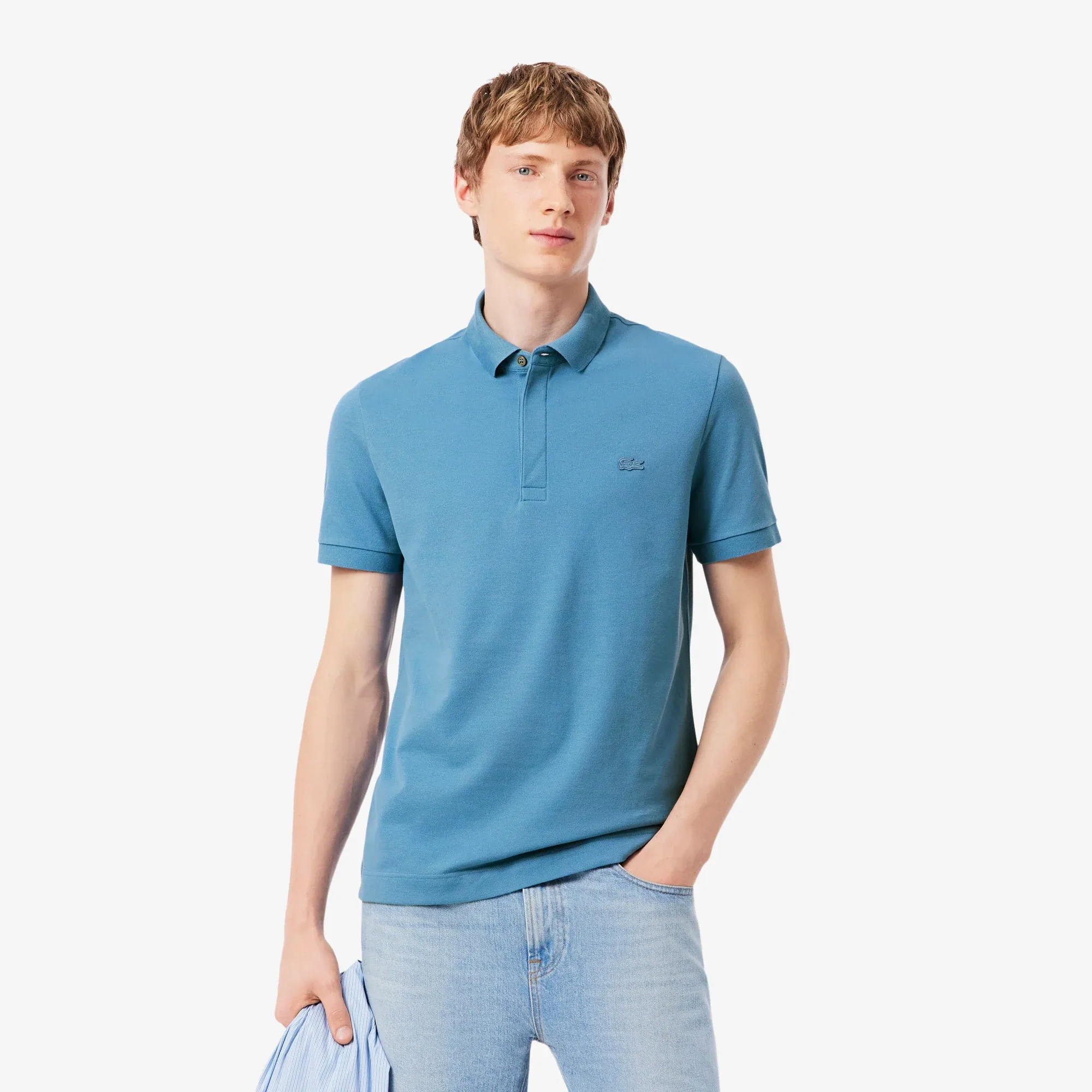Lacoste Regular Fit Paris Stretch Piqué Polo Shirt - Sky Blue