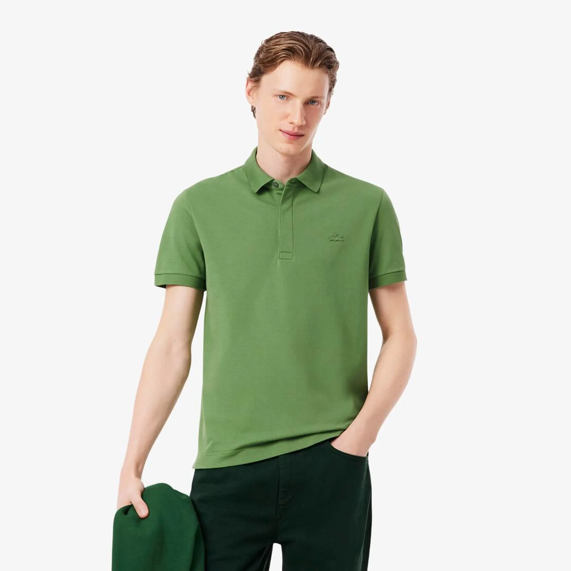 Lacoste Regular Fit Paris Stretch Piqué Polo Shirt - Lime Green