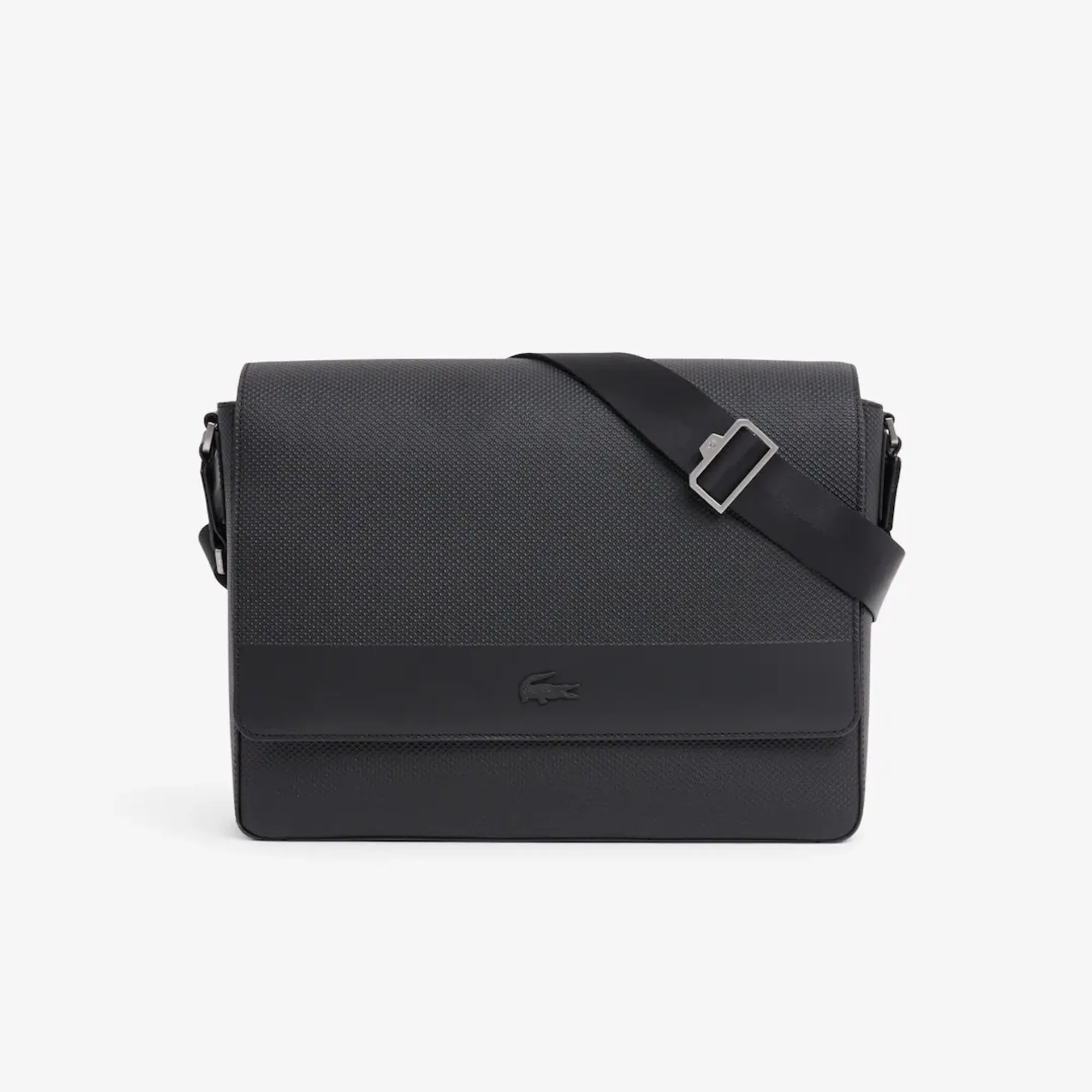 Lacoste Large Chantaco Leather Messenger Bag - Black