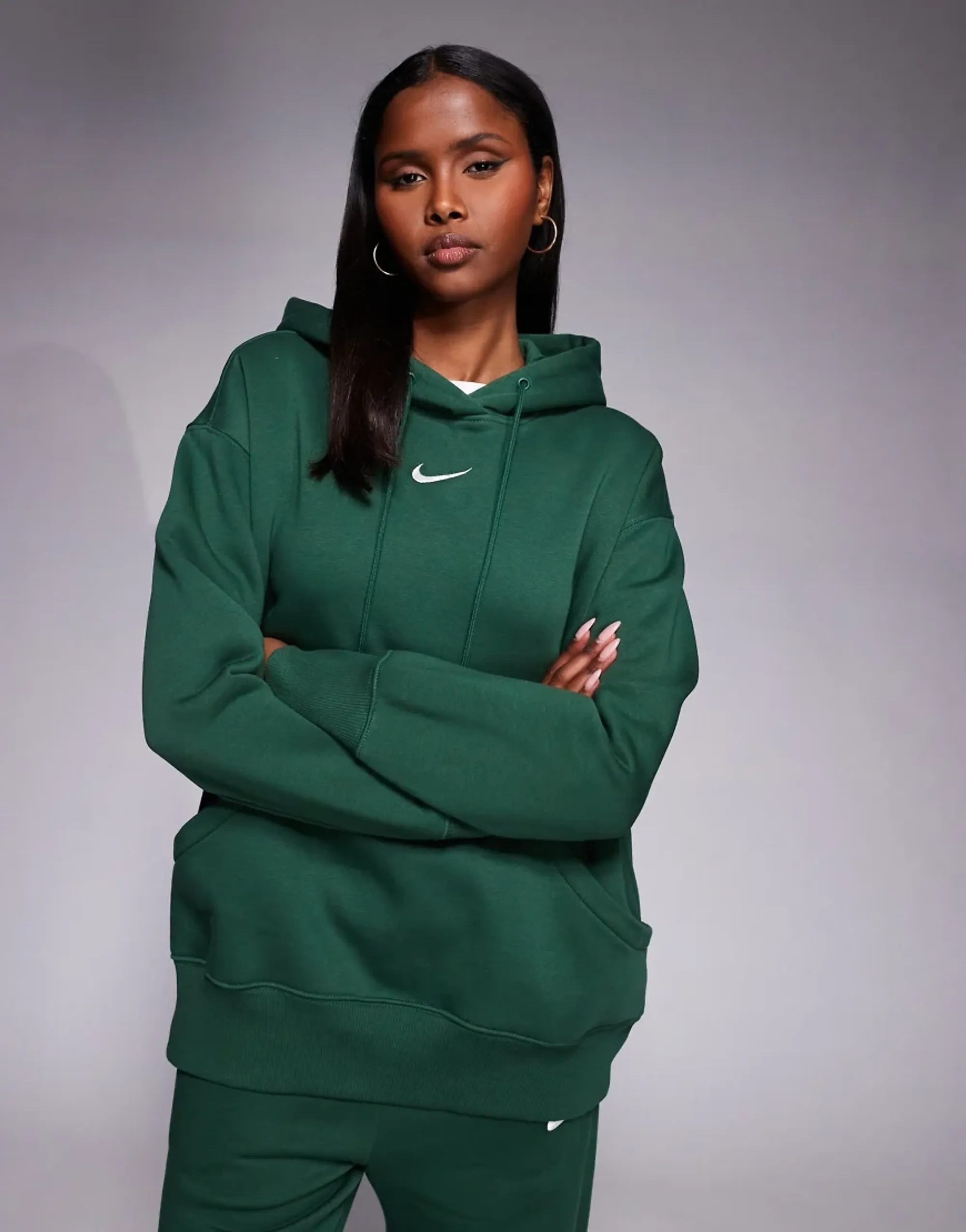 Nike Phoenix Fleece Oversized Hoodie In Green-Blue