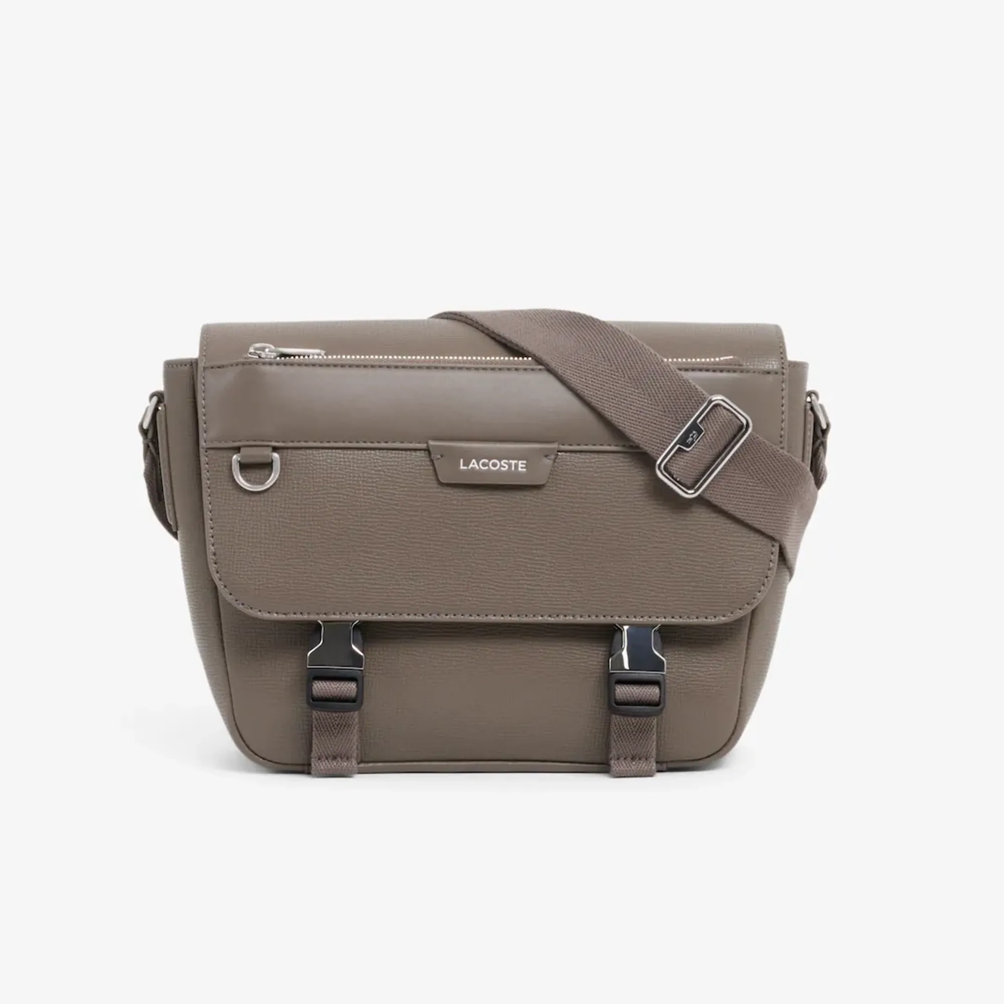 Lacoste Ossian Flap Close Leather Satchel - Morel