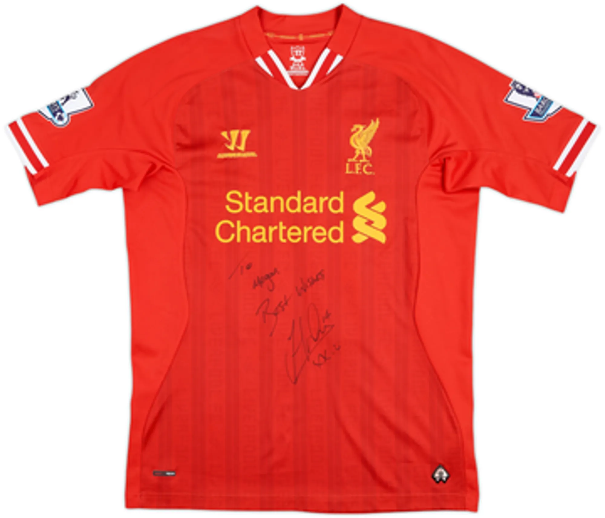 2013-14 Liverpool Signed Home Shirt Henderson #14 - 9/10 - (M)