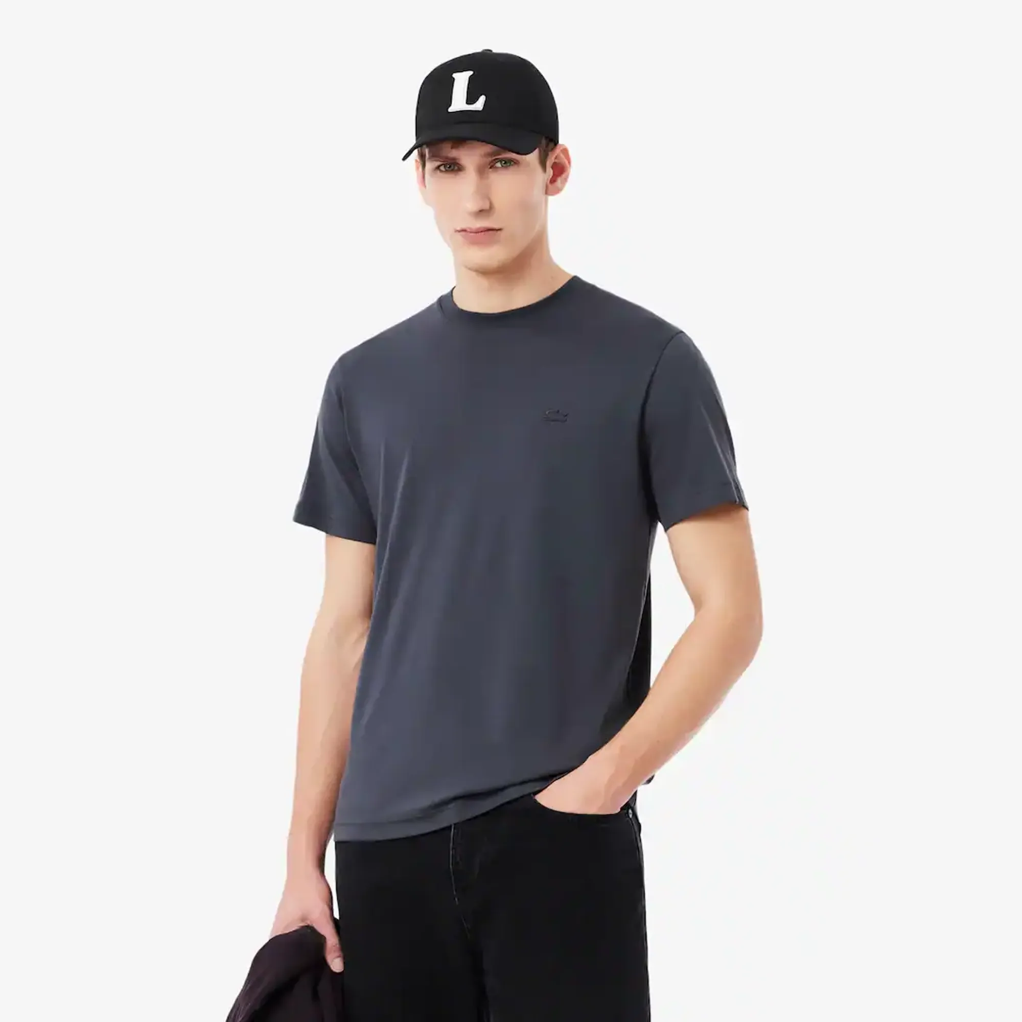 Lacoste Embroidered Signature T-shirt - Dark Grey