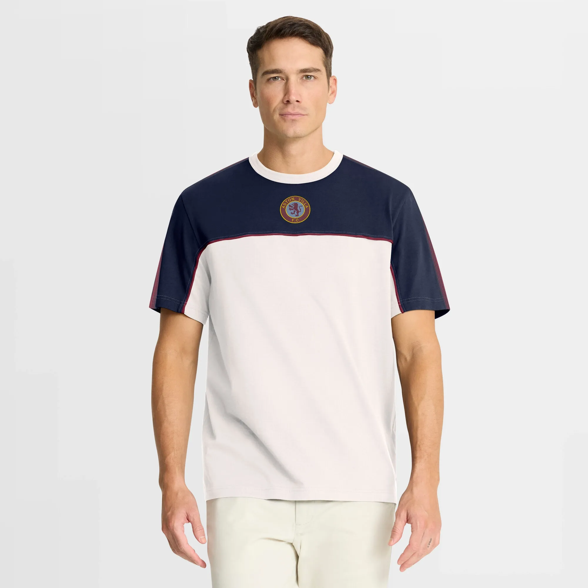 Aston Villa Retro T-Shirt - Antique White - Mens