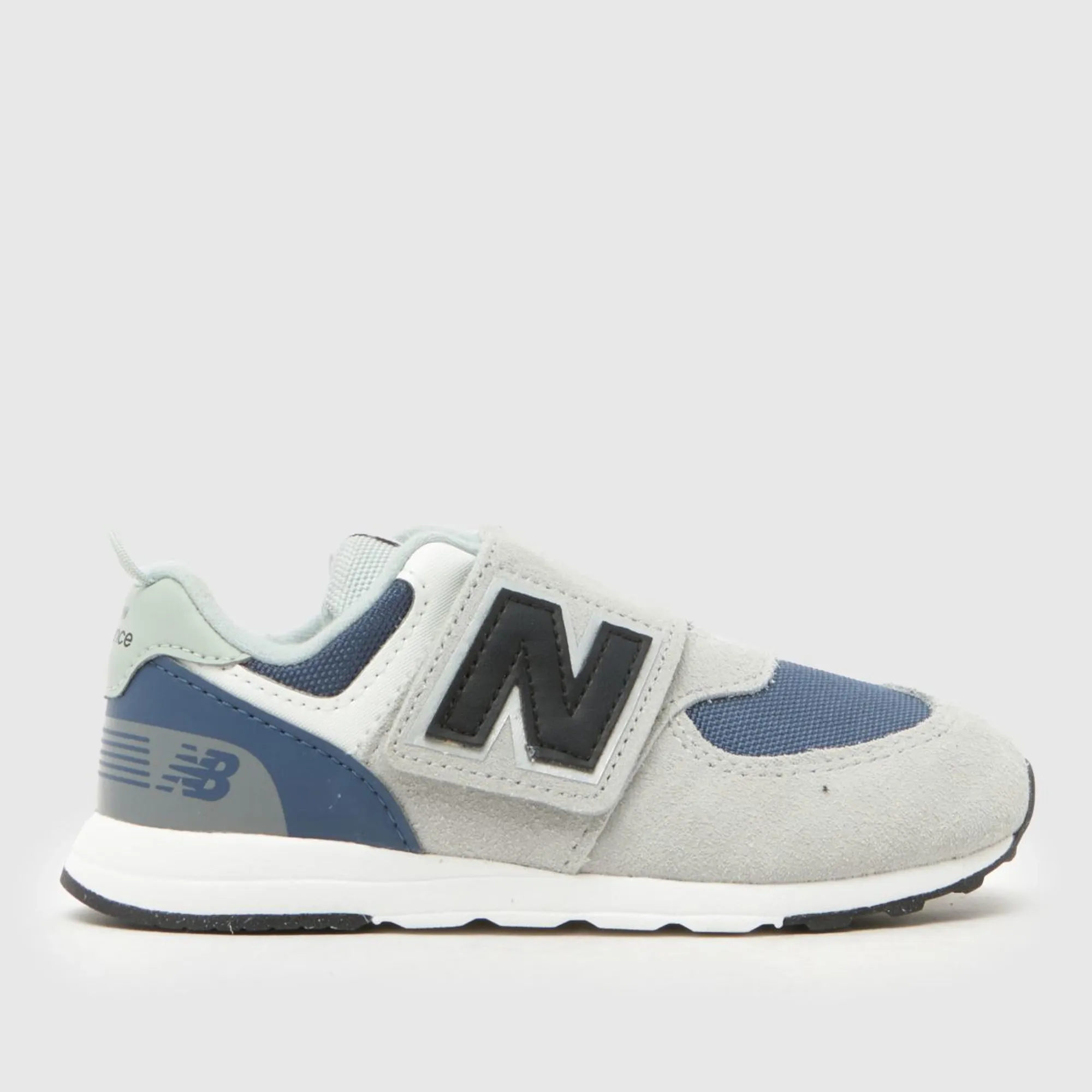New Balance Infants 574 New-B Hook & Loop in Grey/Blue Leather