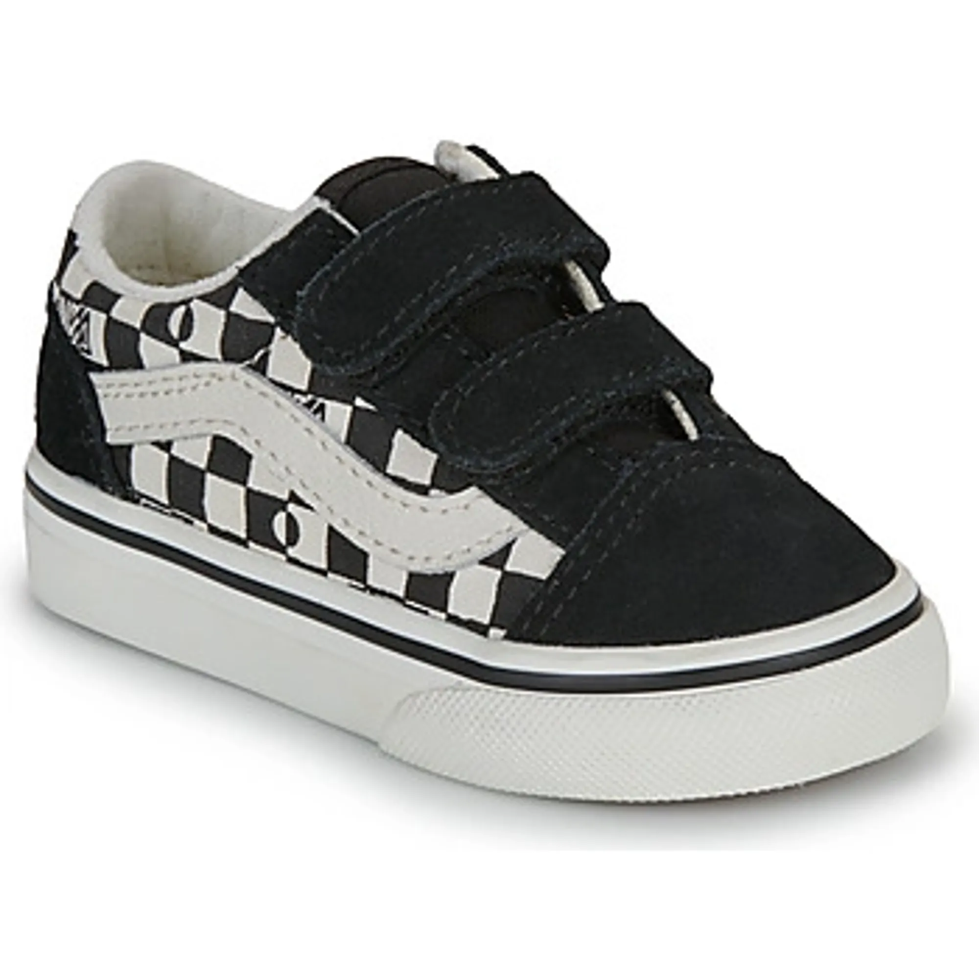 Vans  Old Skool V GEO CHECK BLACK  girls's Children's Shoes (Trainers) in Black