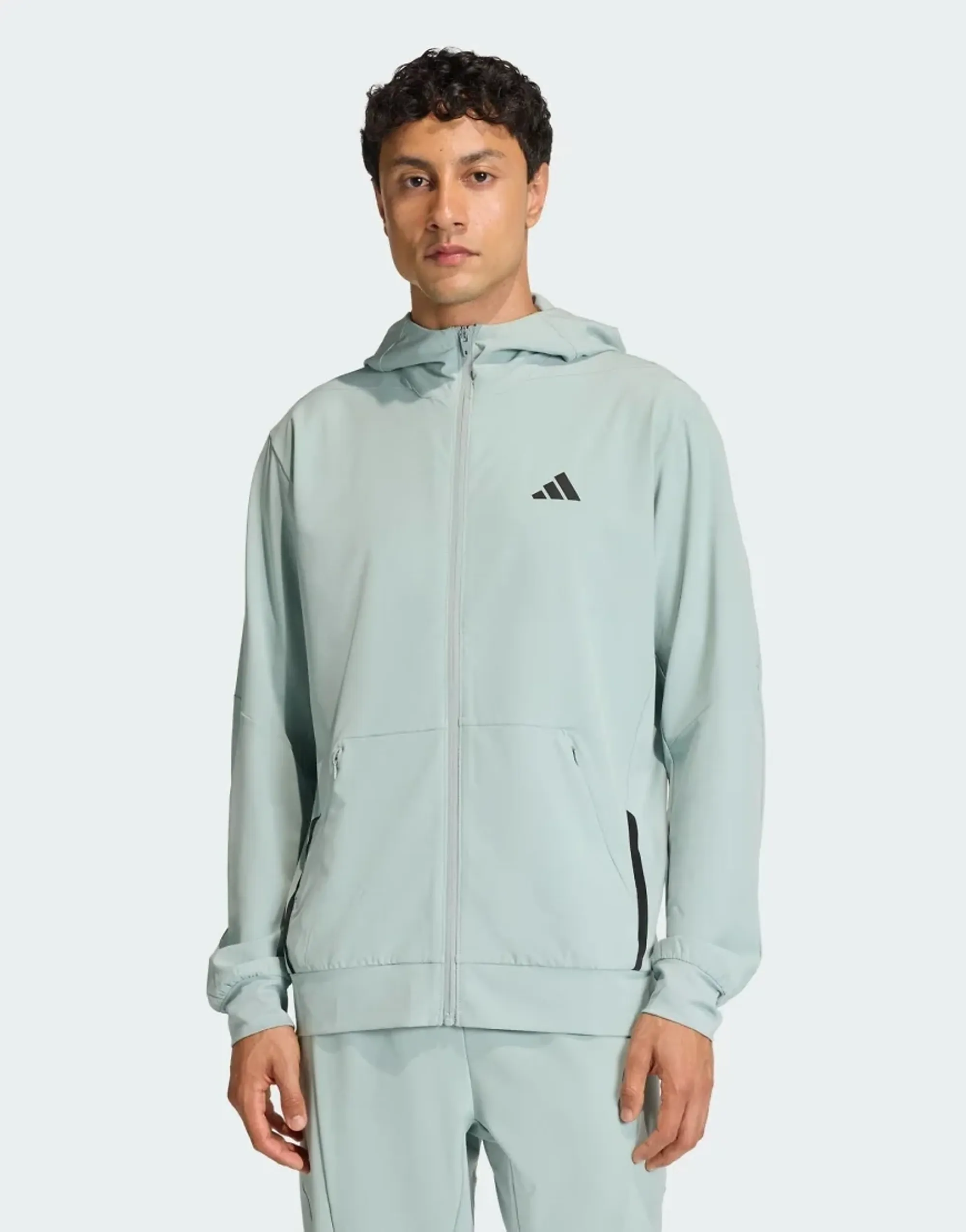 Adidas Performance D4t Workout Full-Zip Hoodie In Wonder Sage-Green