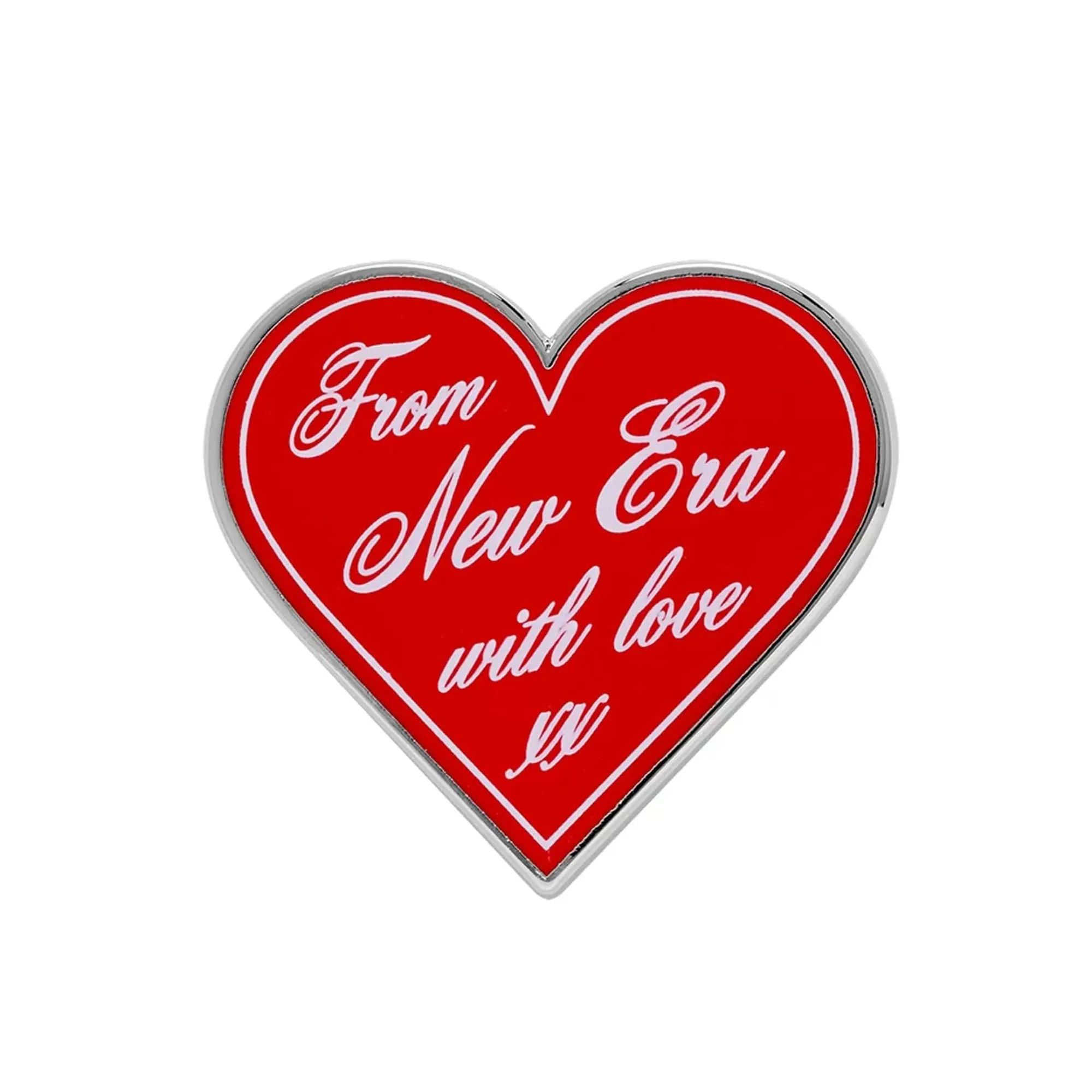 New Era Heart Script Red Pin Badge adult unisex