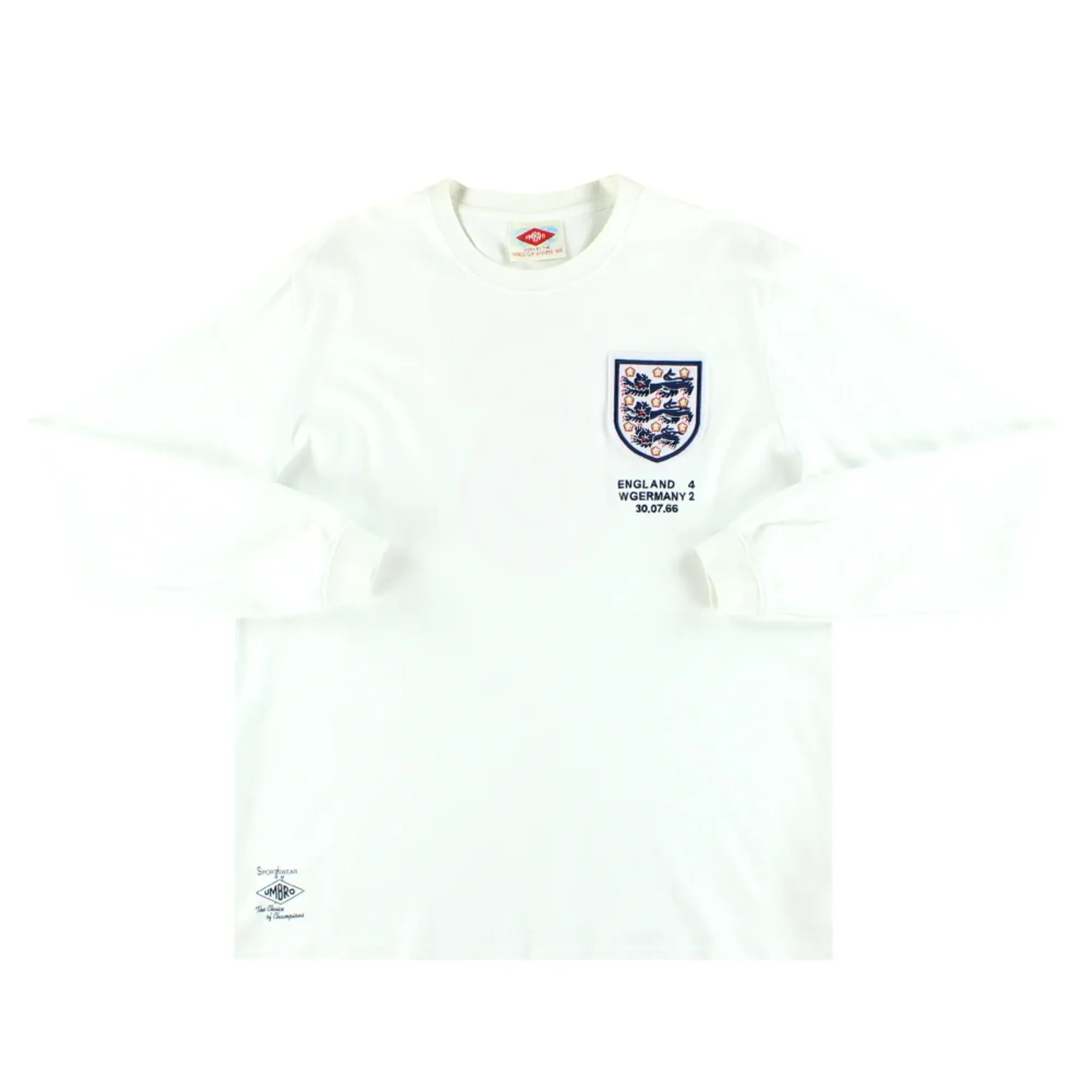 1966 England Umbro Re-Issue Home Shirt #6 L/S XL - England / Excellent