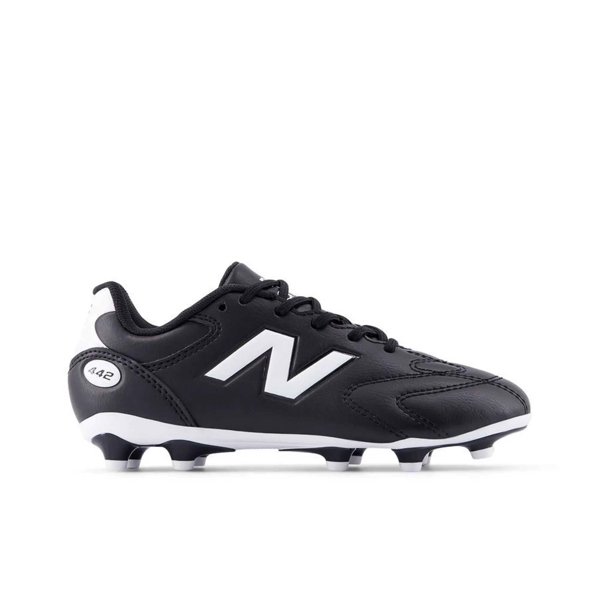 New Balance Kids 442 Team Jnr FG V3 in Black/White Synthetic