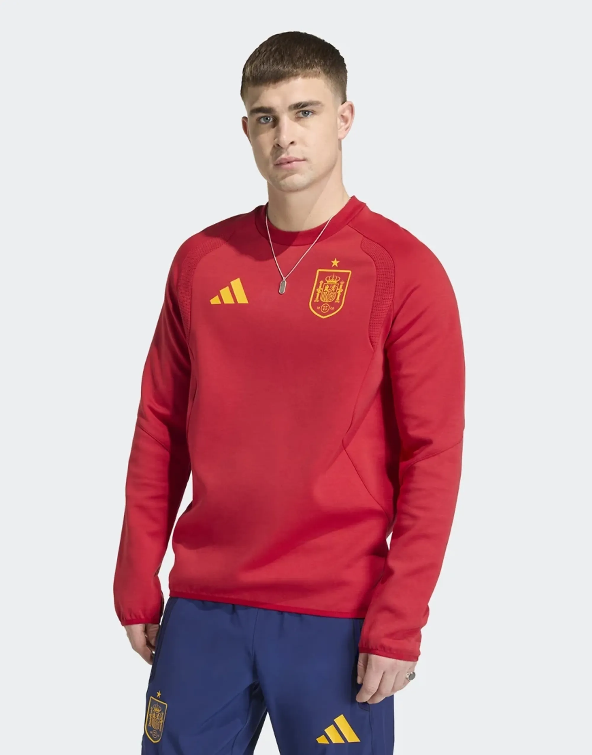 Adidas Performance Spain Tiro Travel Crew Jumper In Team Power Red 2
