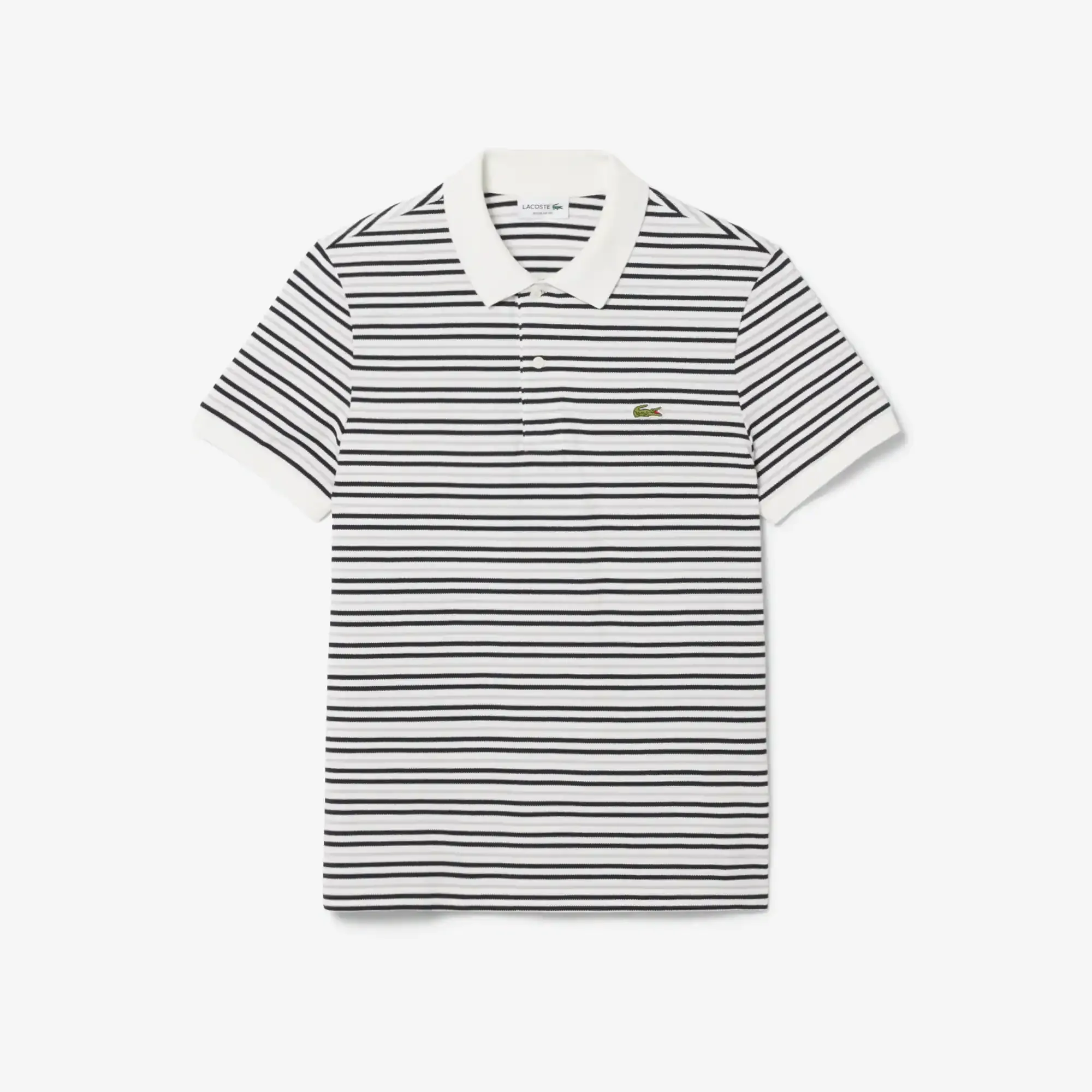 Lacoste Classic Fit Striped Petit Piqué Polo Shirt - Noir / Blanc