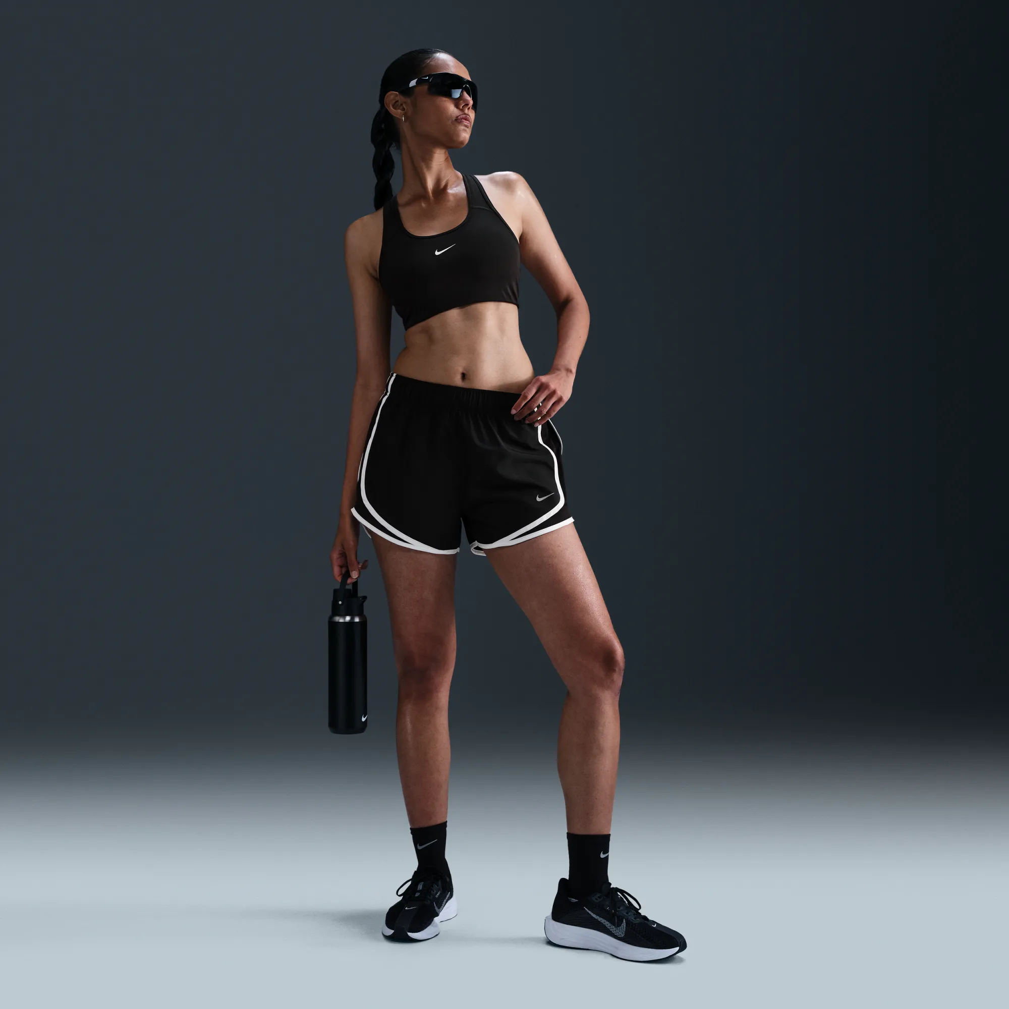 Nike Tempo Women's Dri-FIT Mid-Rise Brief-Lined Running Shorts - Black