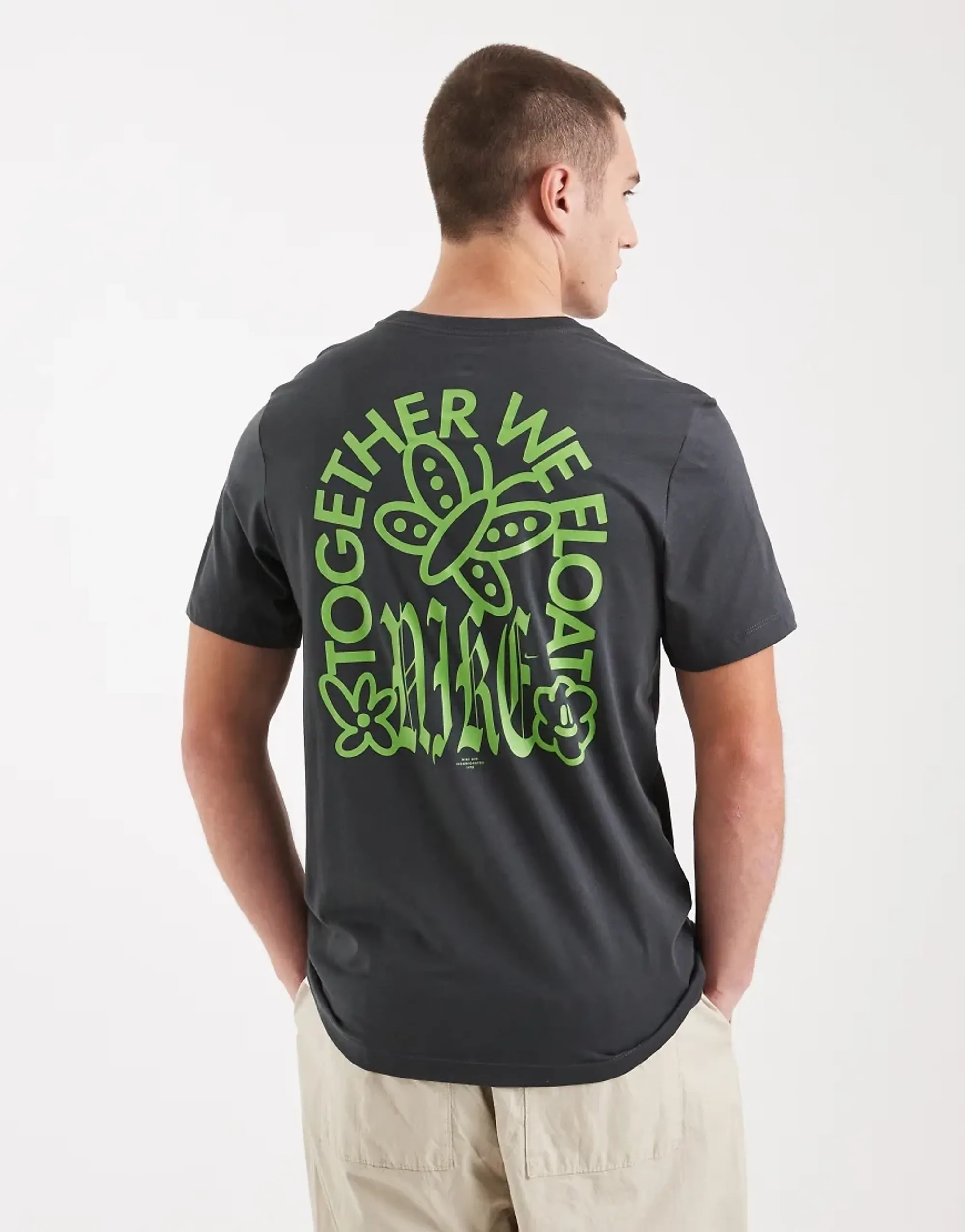 Nike Club Graphic Back Print T-Shirt In Dark Grey