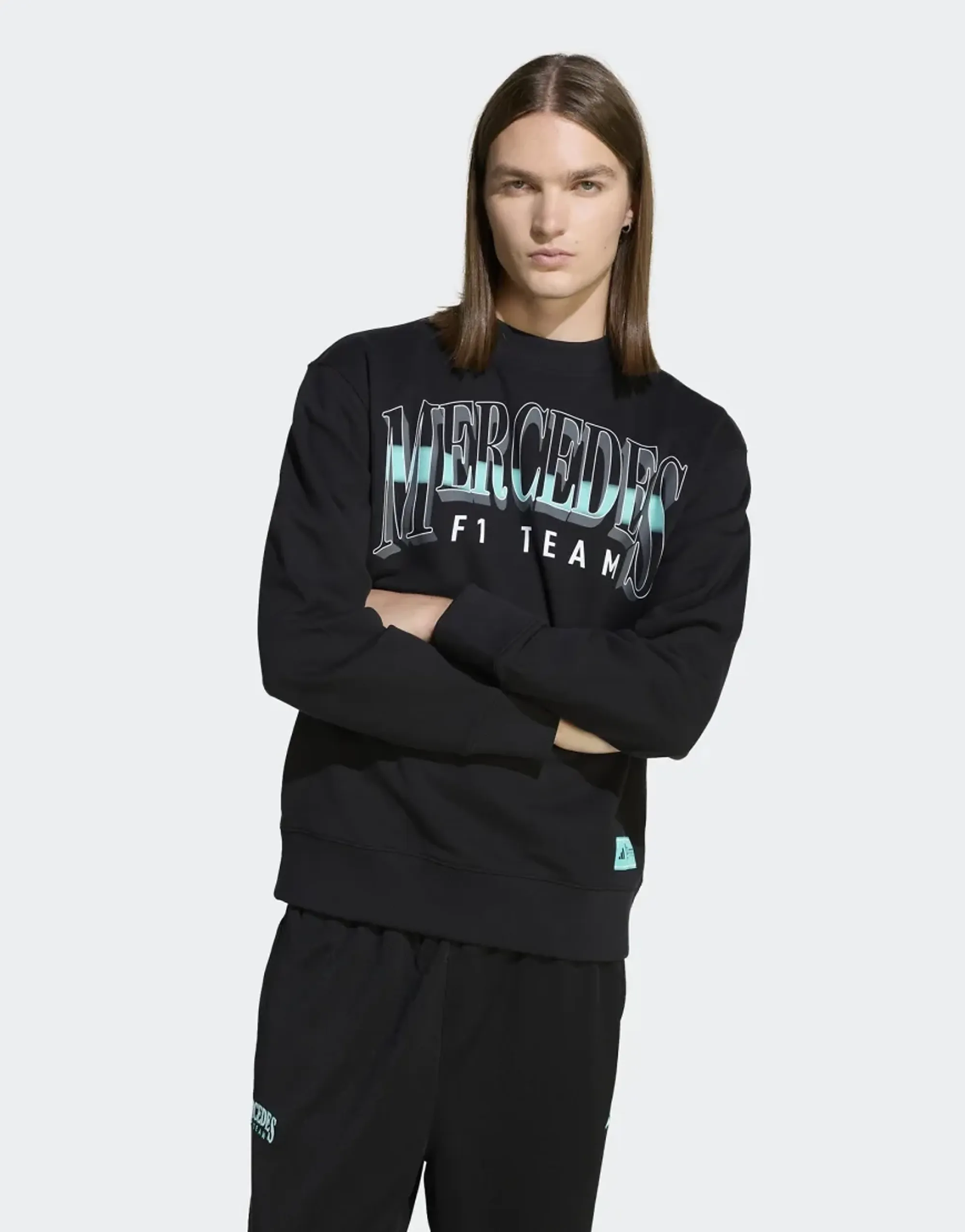Adidas Performance Mercedes - Amg Petronas Formula One Team Las Vegas Sweat Top Men In Black / White