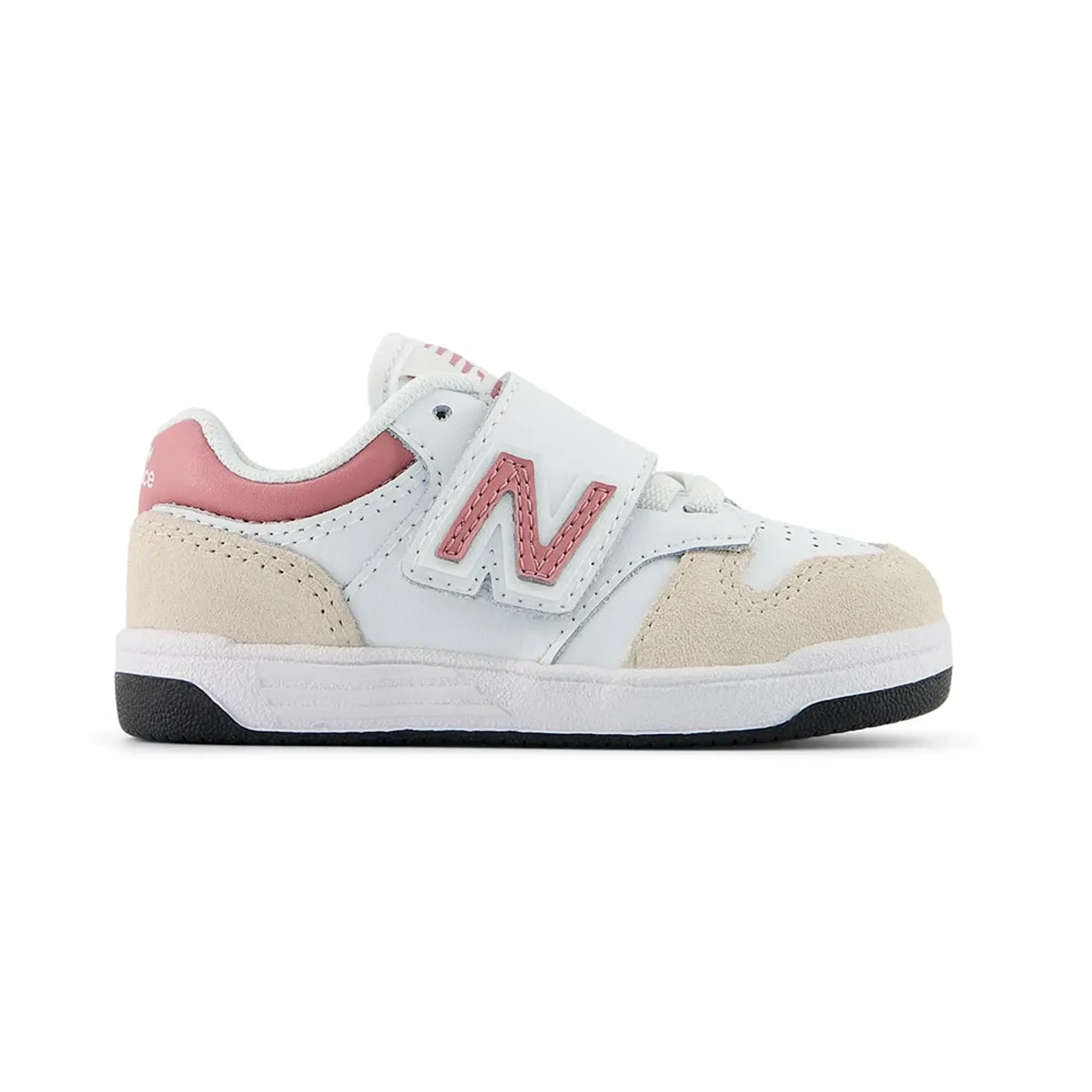 New Balance Infants' B480 New-B Hook & Loop in White/Pink Synthetic