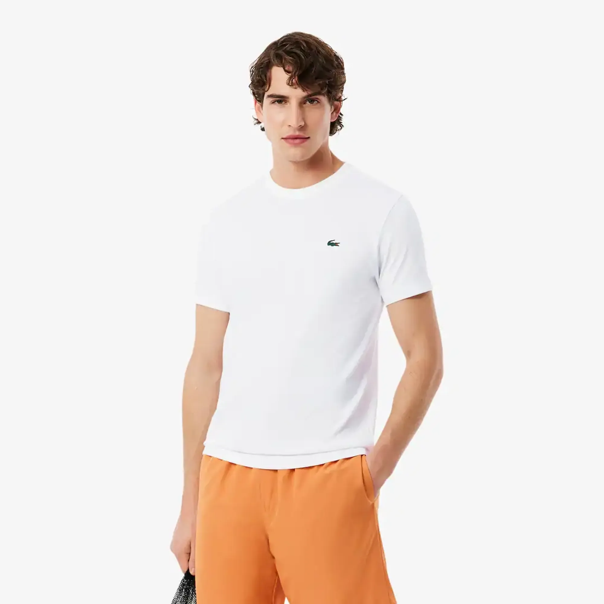 Lacoste Ultra Dry Crocodile Graphic Sport T-shirt - Blanc / Orange