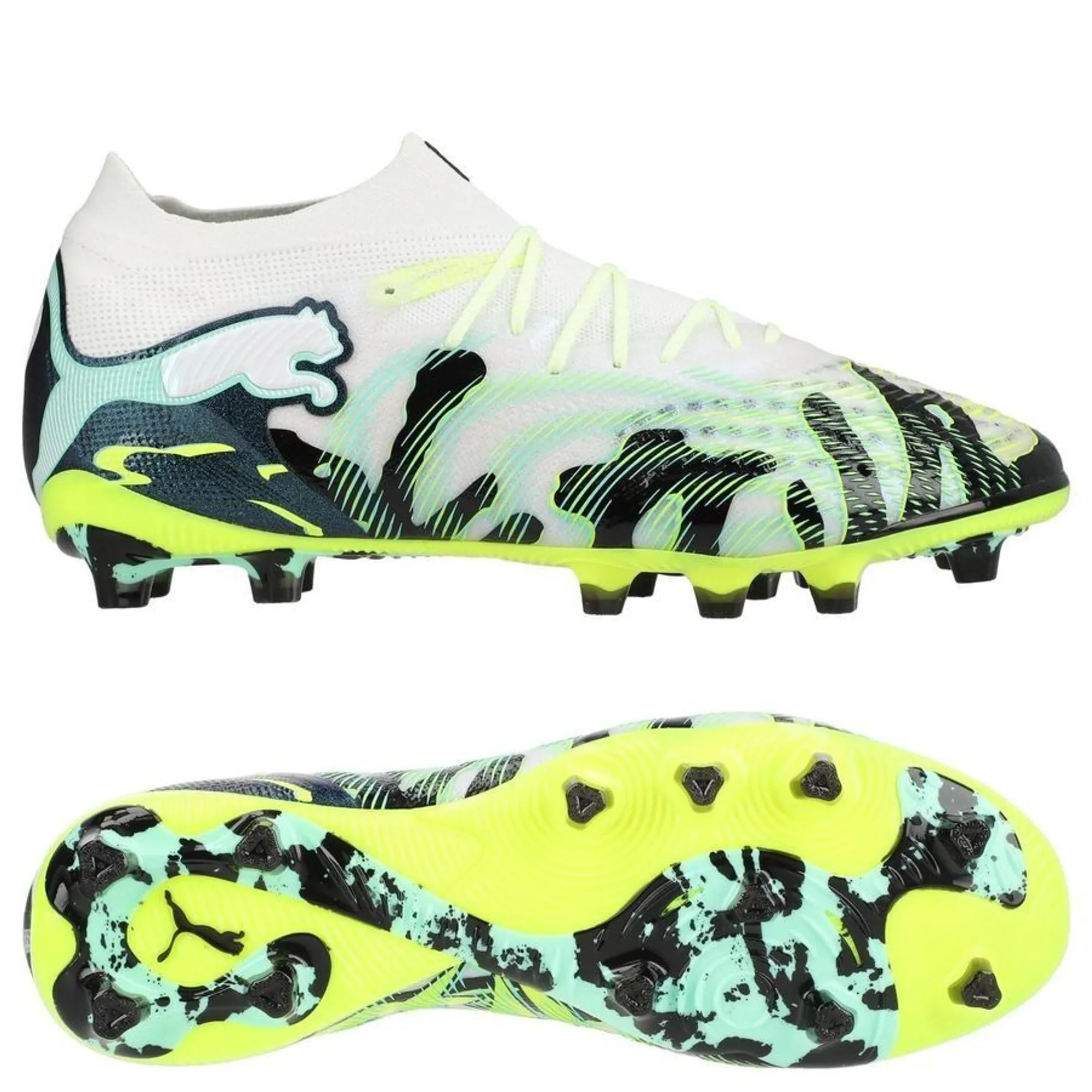 Puma Future 9 Ultimate Ag Creativity - Yellow Alert/Mint Jelly/Puma White/Puma Black - ['White', 'Yellow']