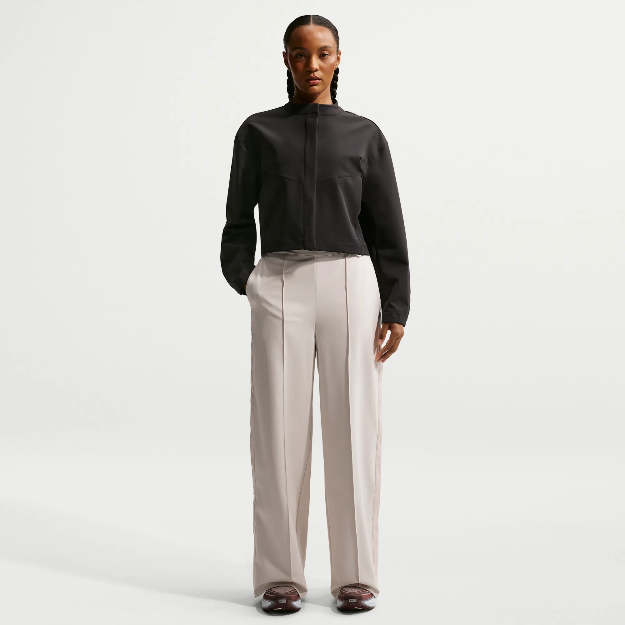 Nike 24.7 PerfectStretch Women's Dri-FIT High-Waisted Loose Tearaway Trousers - Brown - Polyester/12-/ Elastane