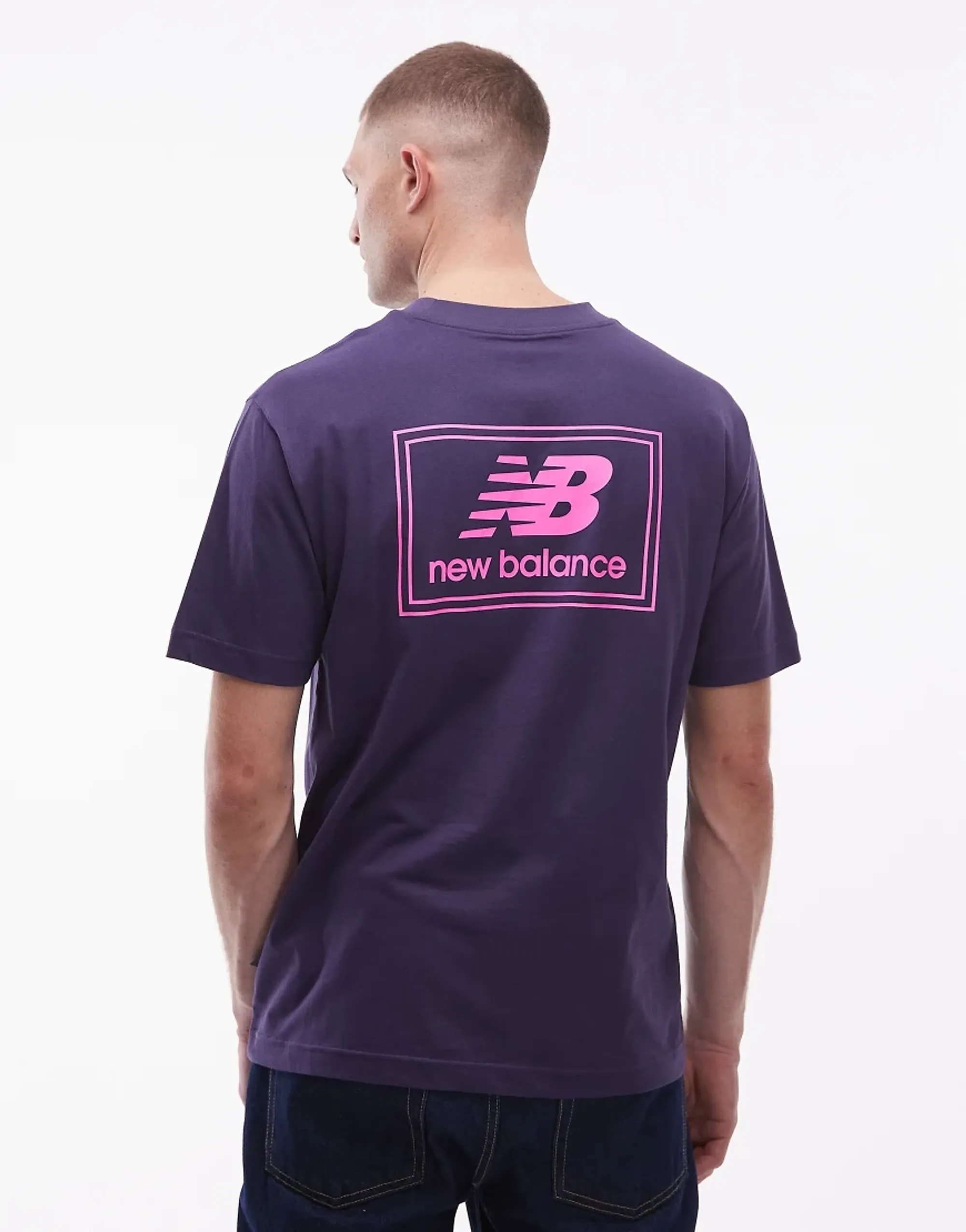 New Balance Woven Label T-Shirt In Purple-Navy
