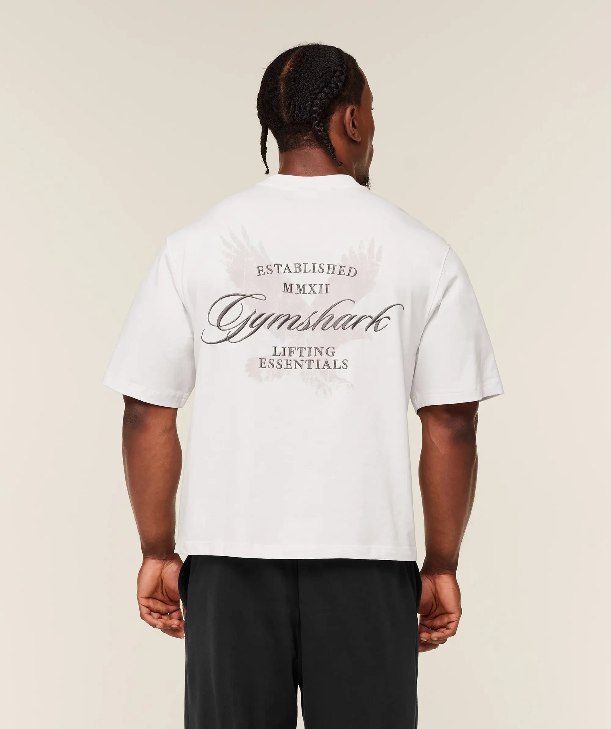 Gymshark Eagle Script Graphic T-Shirt - GS Soft White