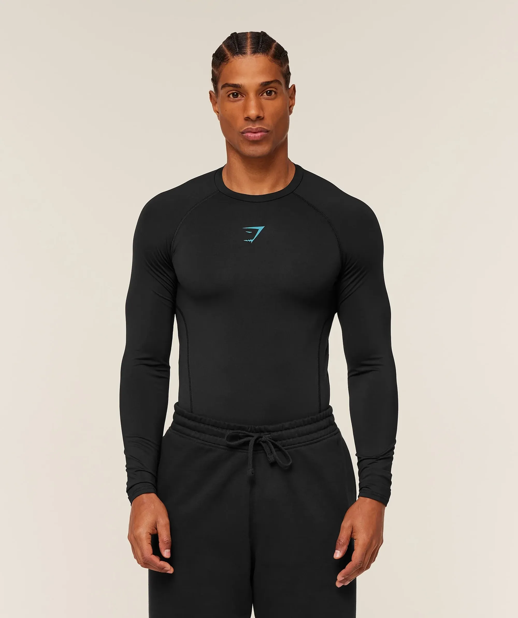 Gymshark Element Baselayer Long Sleeve T-Shirt - Black/Brand Blue