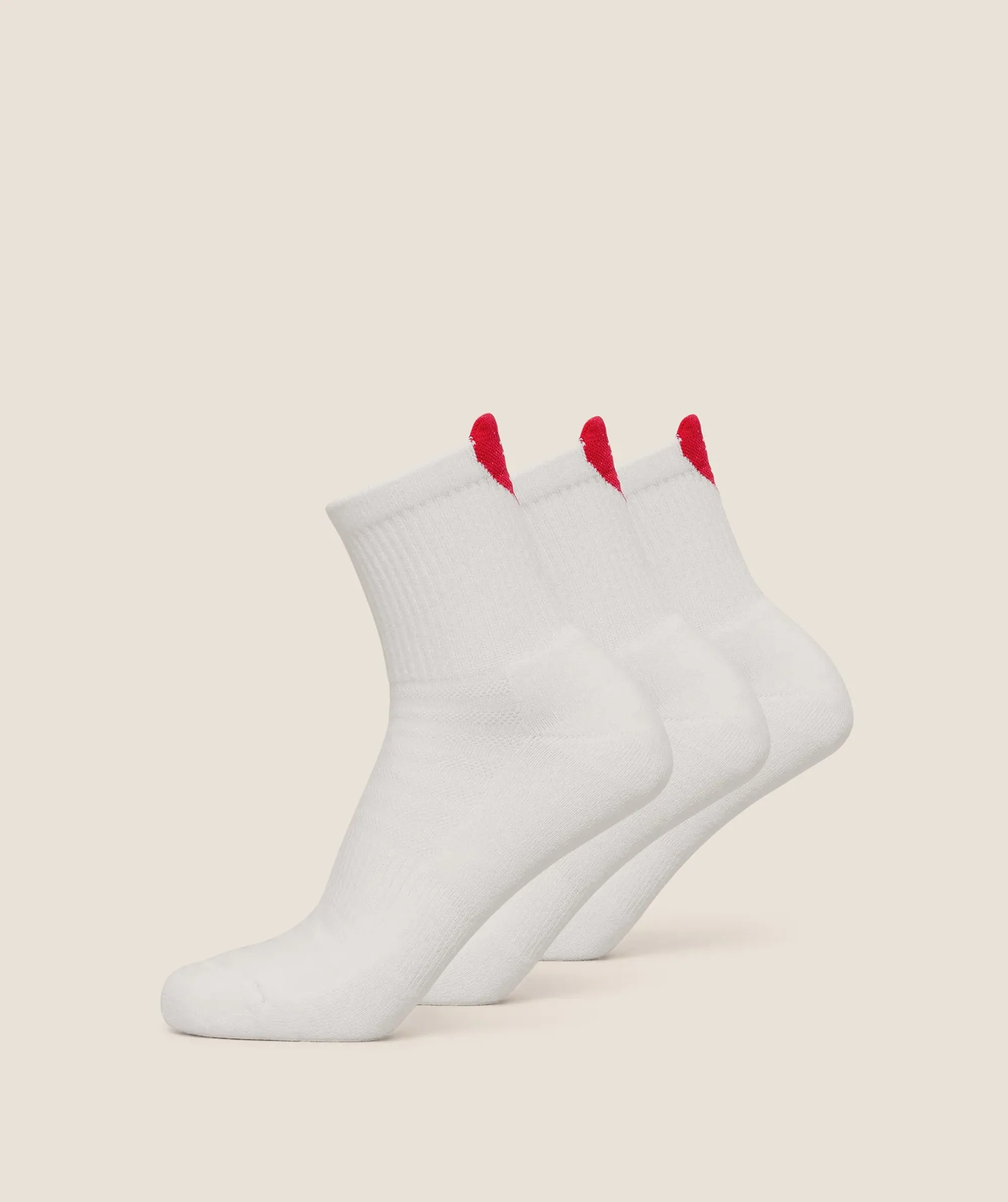 Gymshark Heart Graphic Midi Socks 3pk - GS White