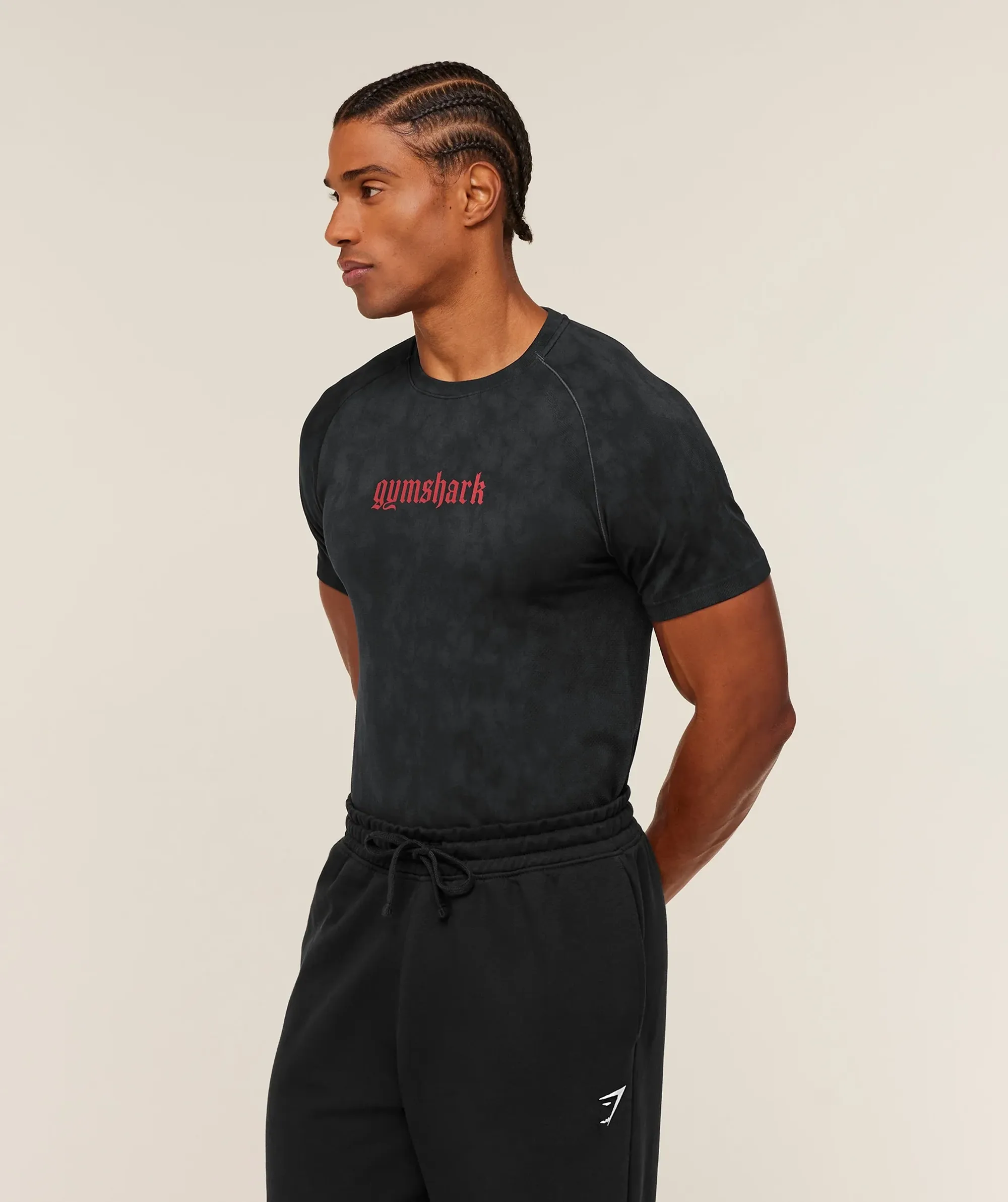 Gymshark Grunge Seamless T-Shirt - Black/Onyx Grey
